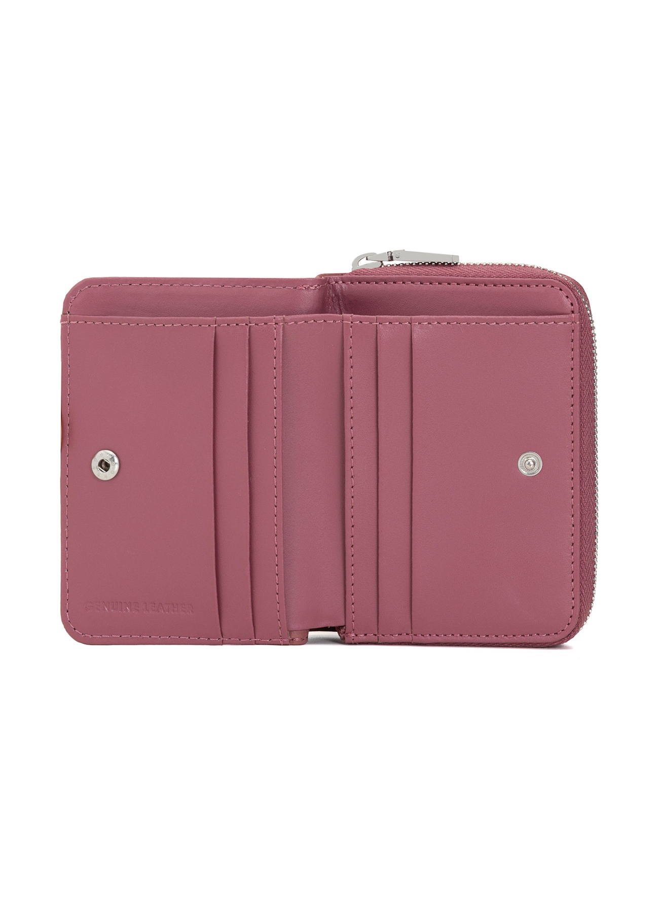 Small leather pink women's wallet PORES-0833G-31(Z25), product view inside on white background.