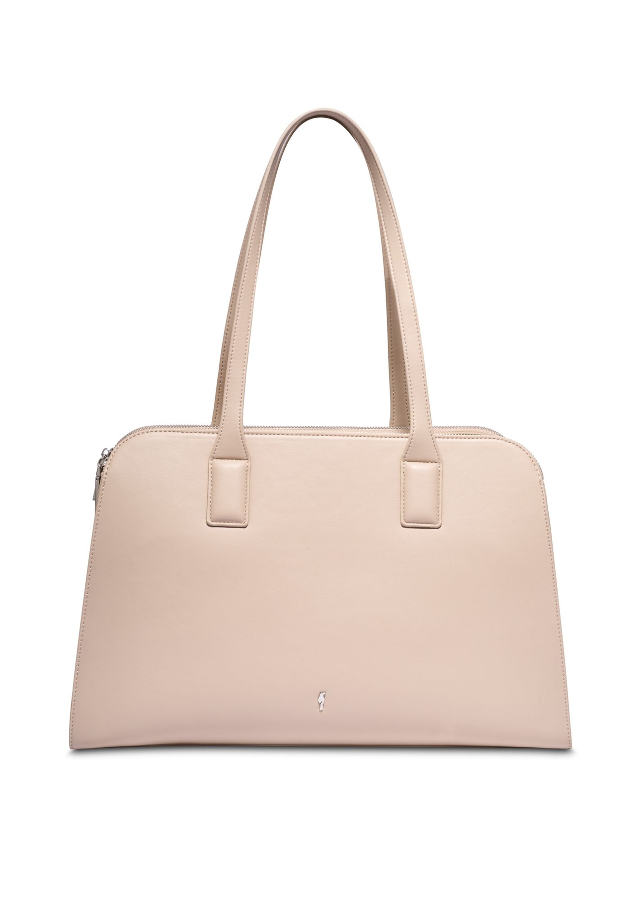 Large ecru handbag TOREC-1323-0B(Z26) - front view of the product, on a white background.