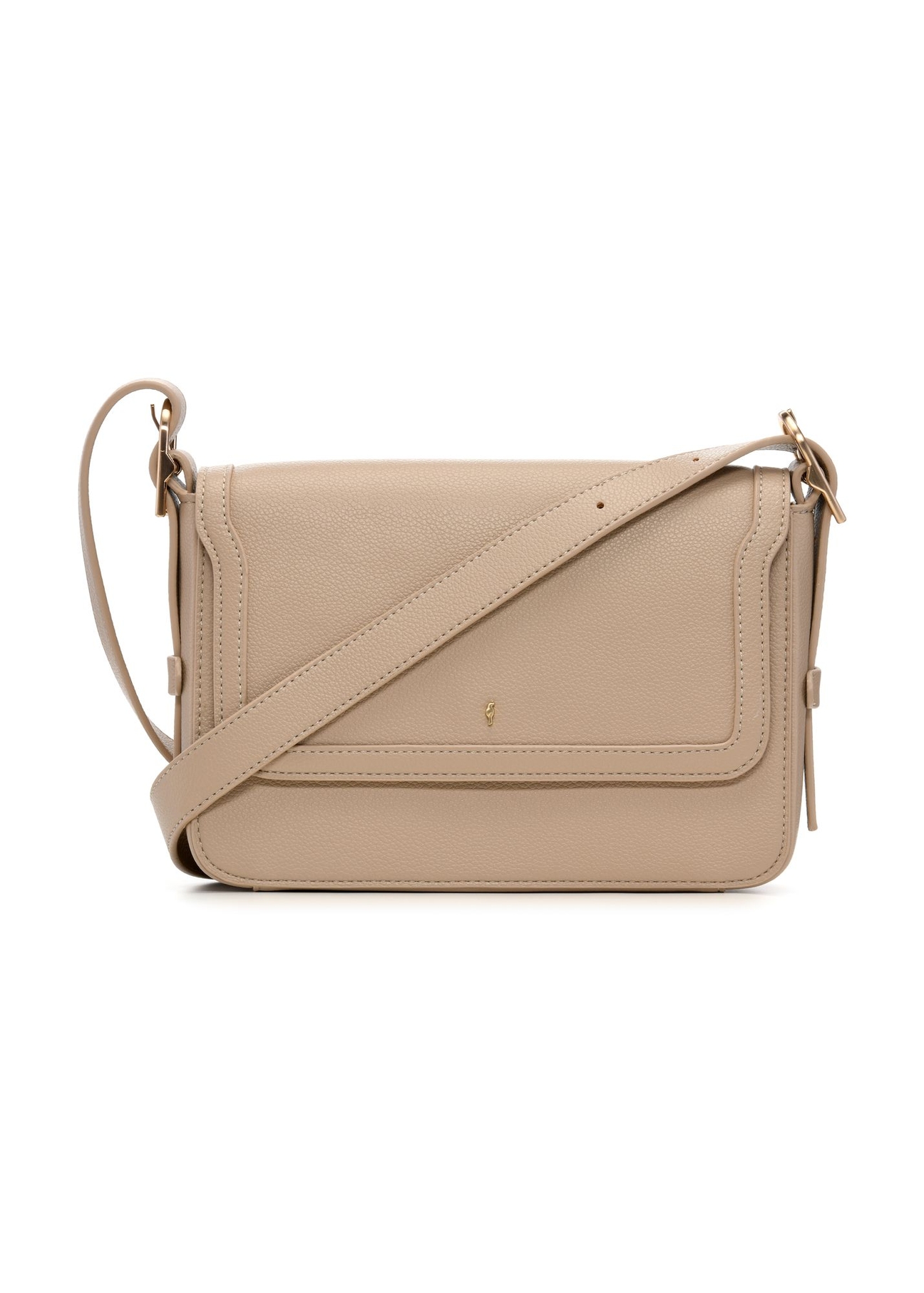 Beige women's messenger bag TOREC-1250-1B(Z26) - front product view, on a white background.