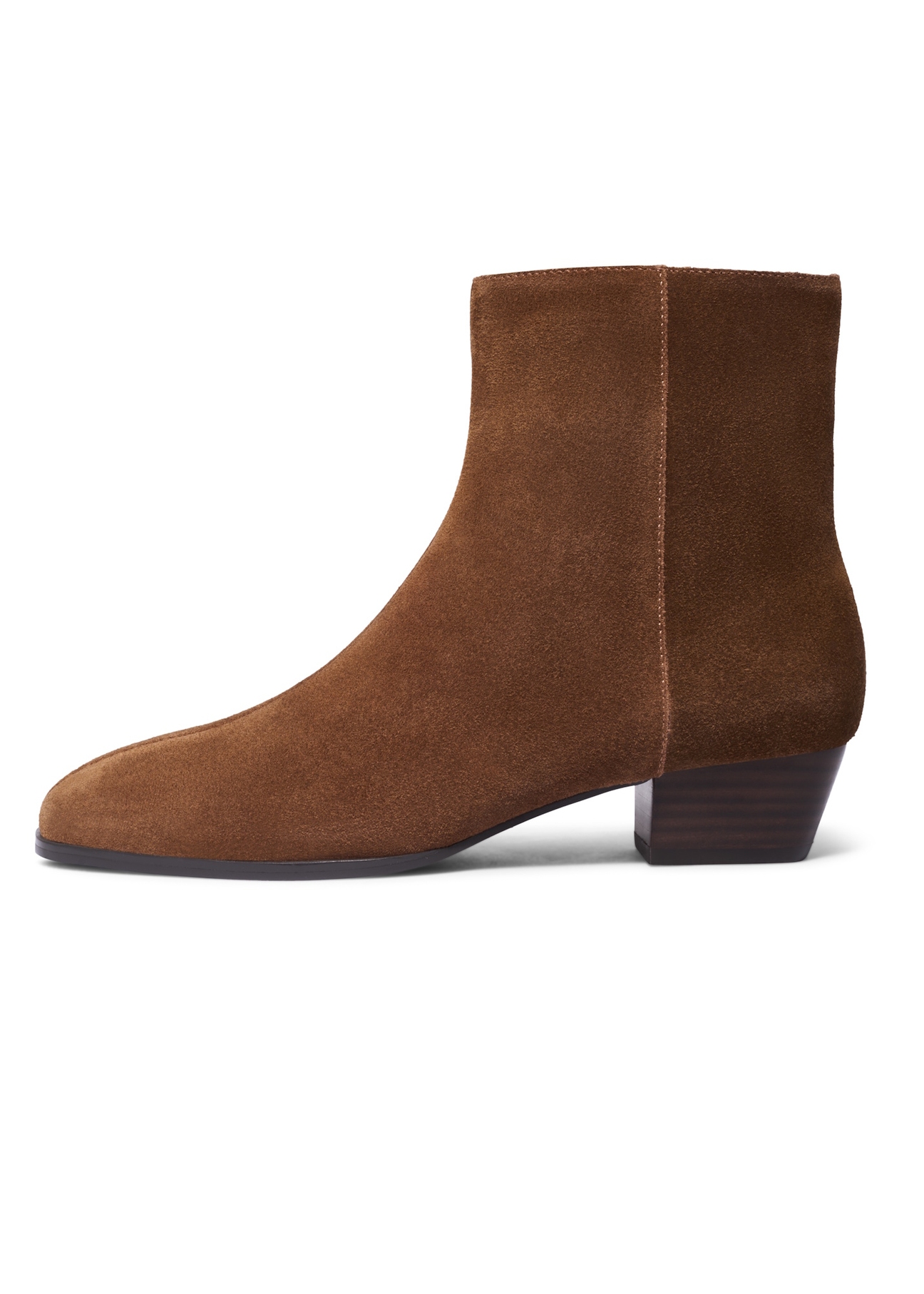 Light brown suede women's ankle boots BUTYD-1303-1G(Z26), side product view on white background.
