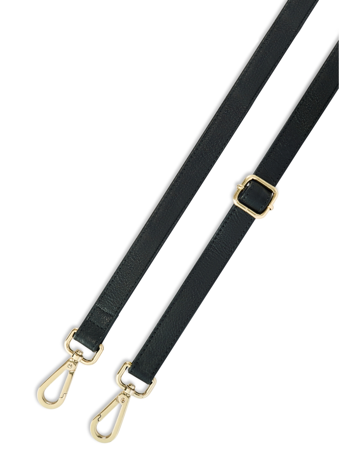 Black leather women's handbag TORES-1156-99(Z25), close-up of the product's detachable strap, view on a white background.