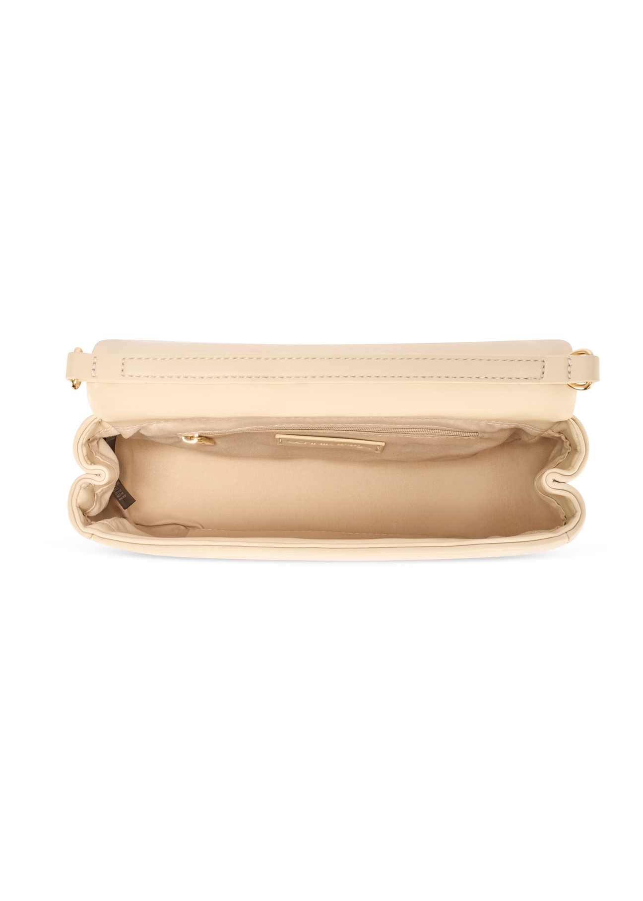 Cream women's handbag with stitching TOREC-1151-0B(W26) - product view from above, on a white background.