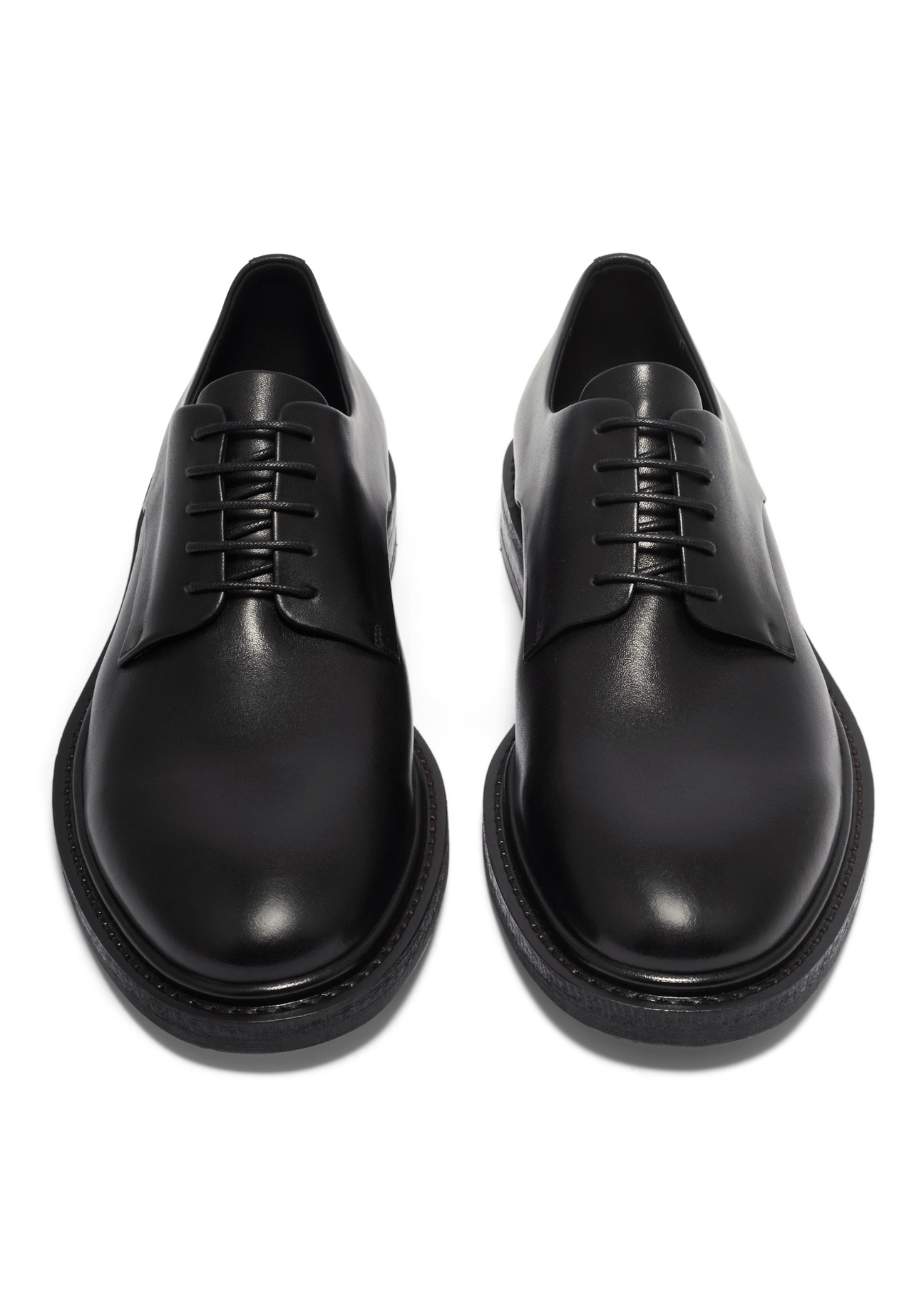 Black leather men's shoes BUTYM-0553-99(Z26), front product view on white background.