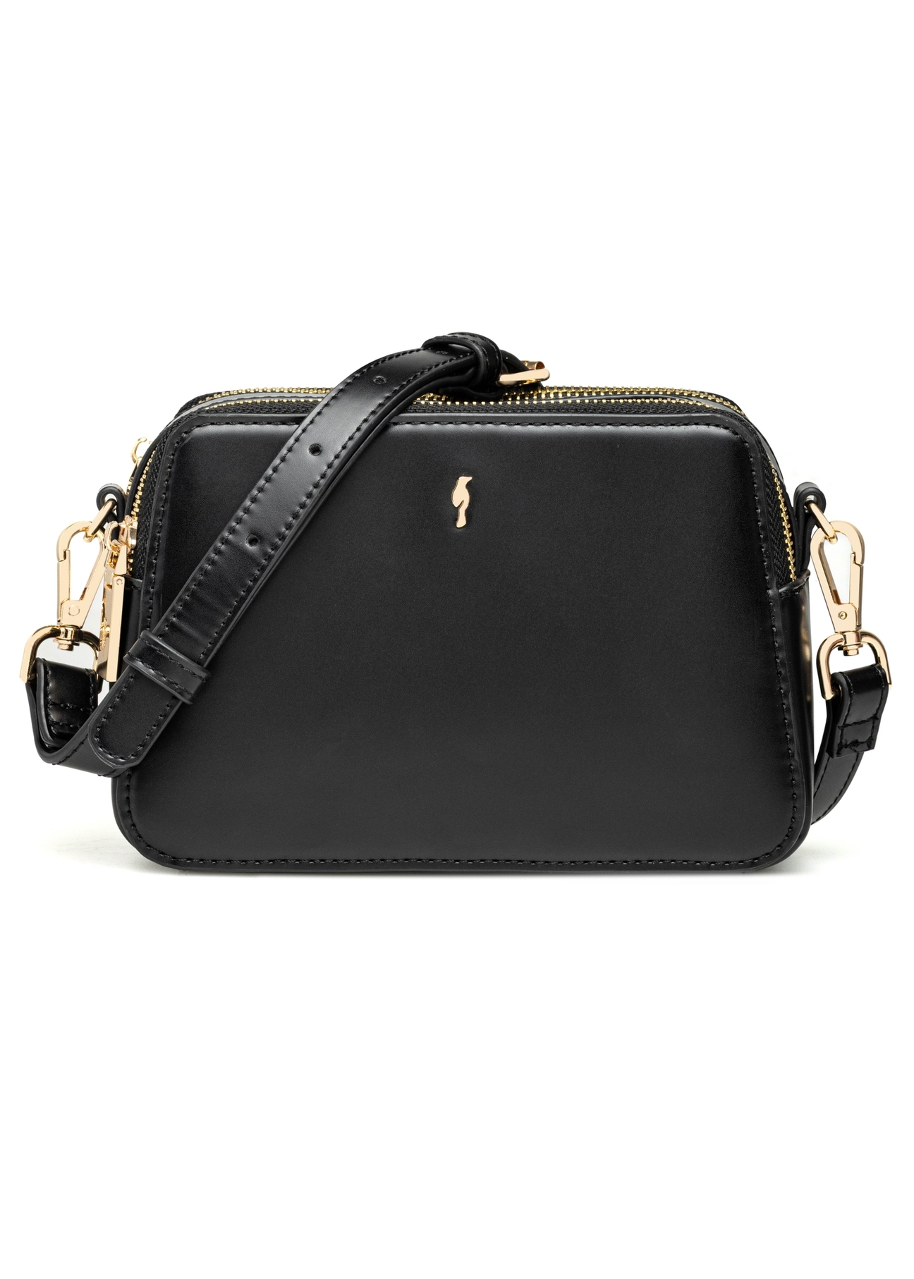 Black small women's handbag TOREC-1126-99(W26), product view from the front on a white background.