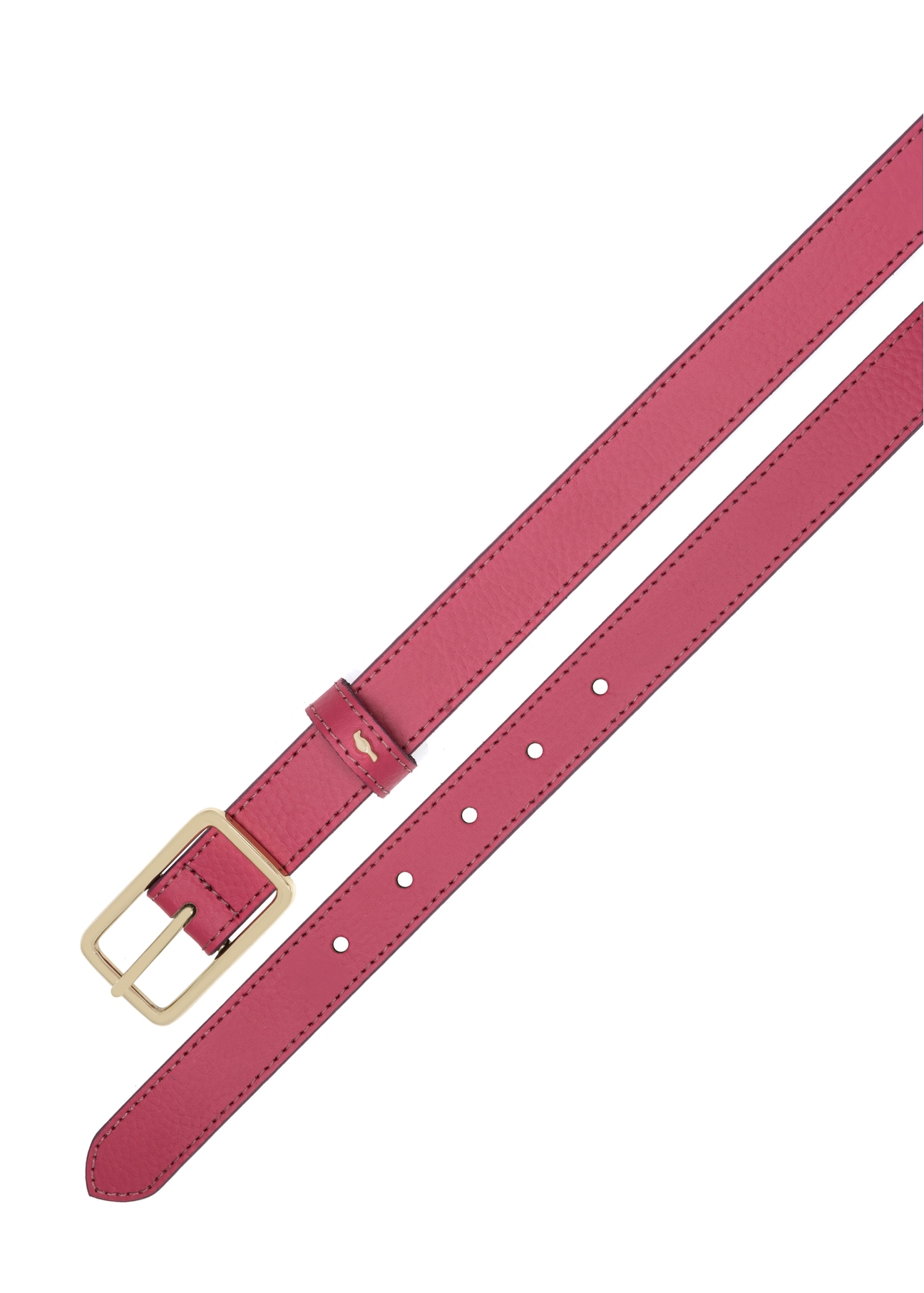 Women's fuchsia leather belt PASDS-0307-5E(W26), top view of the product on a white background.