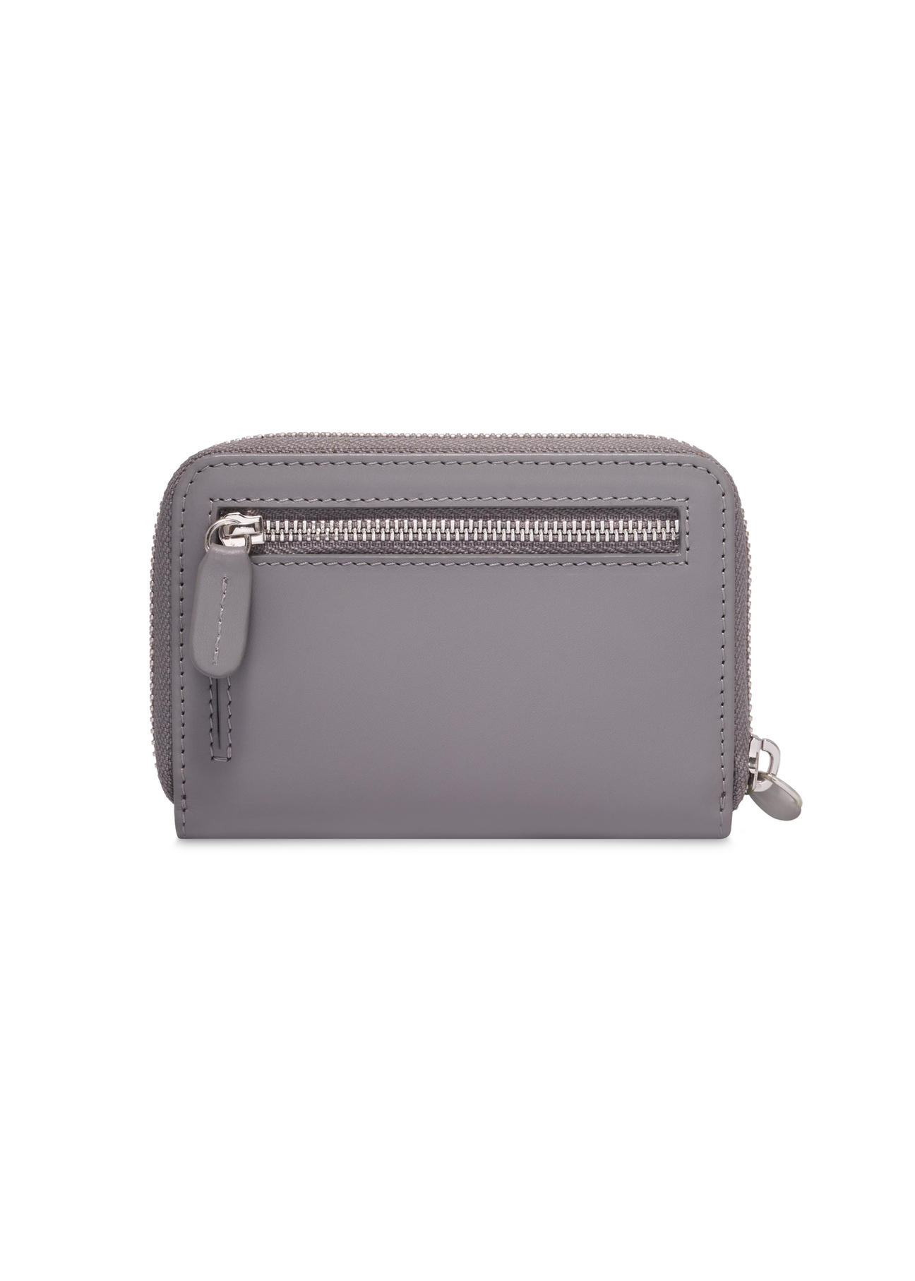 Graphite medium leather women's wallet PORES-1023-9D(Z26) - product view from the back, on a white background.