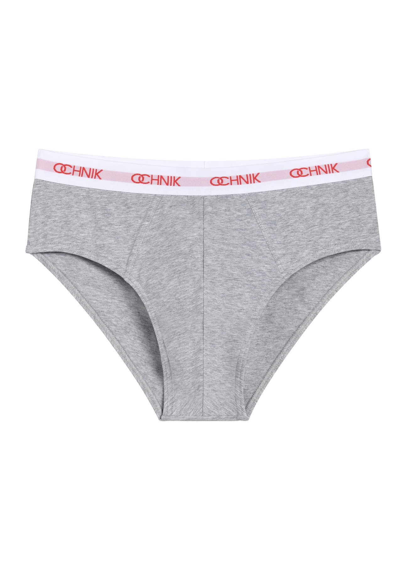 Three-pack of colorful men's briefs ZESMS-0002-00(W26), front view of one pair of the product on a white background.