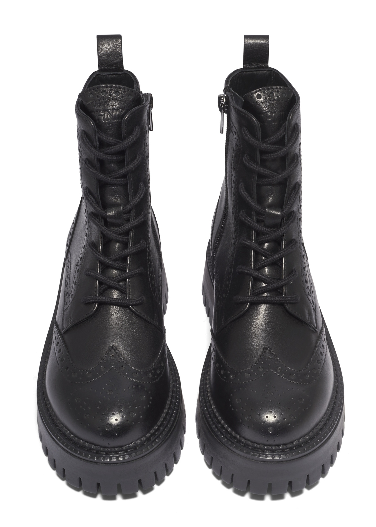 Women's leather ankle boots in black BUTYD-1289-99(Z26), front product view on white background.