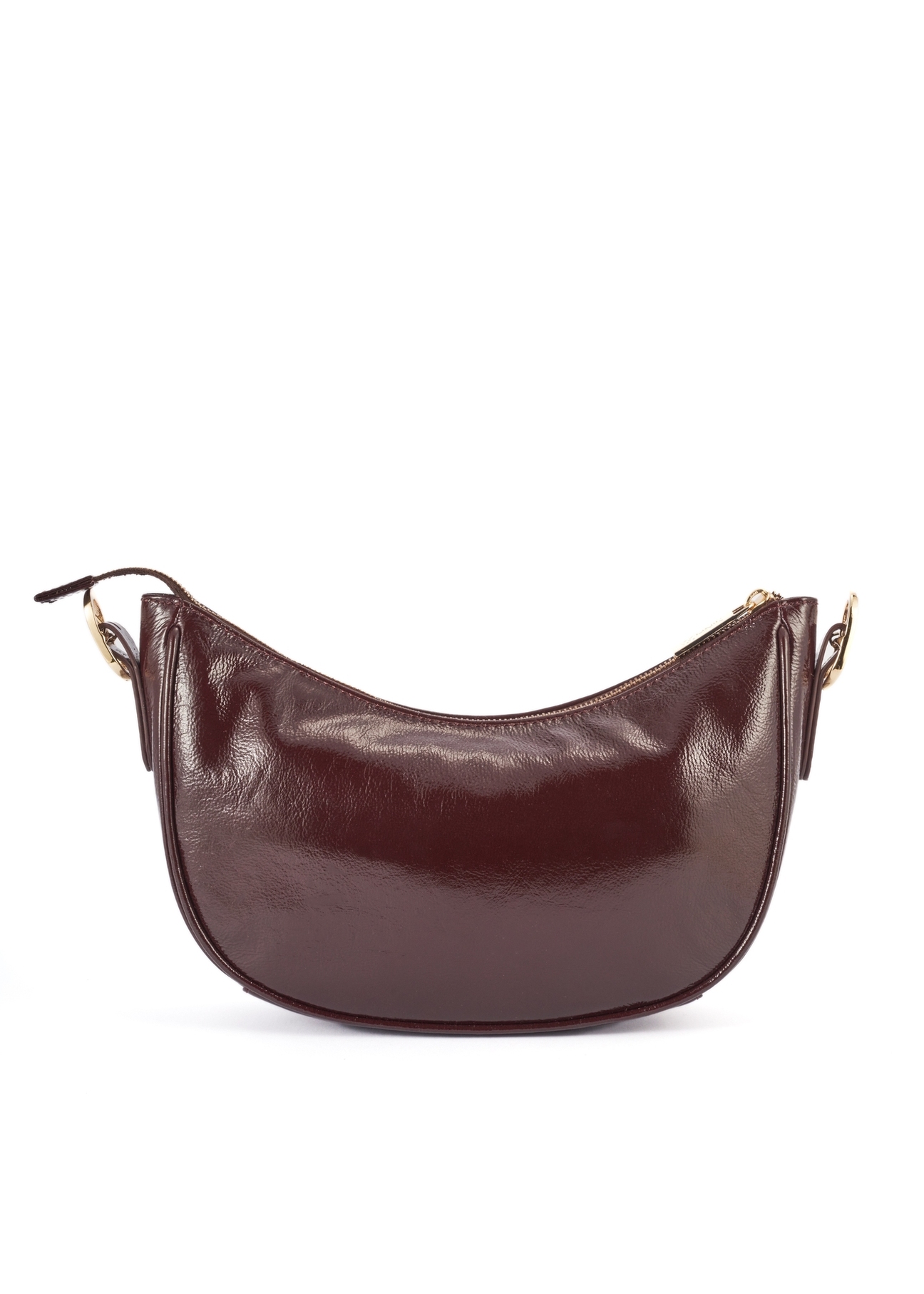 Burgundy leather women's hobo bag TORES-1180-49(Z25), product view from the back on a white background.