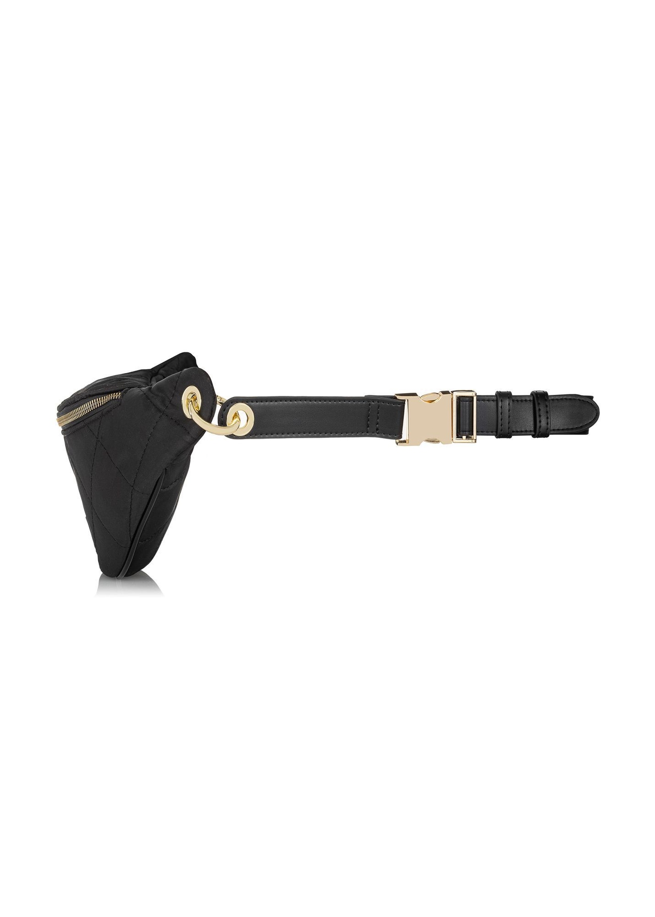 Black quilted women's bag TOREN-0266A-99(Z25) - side view of the product on a white background.