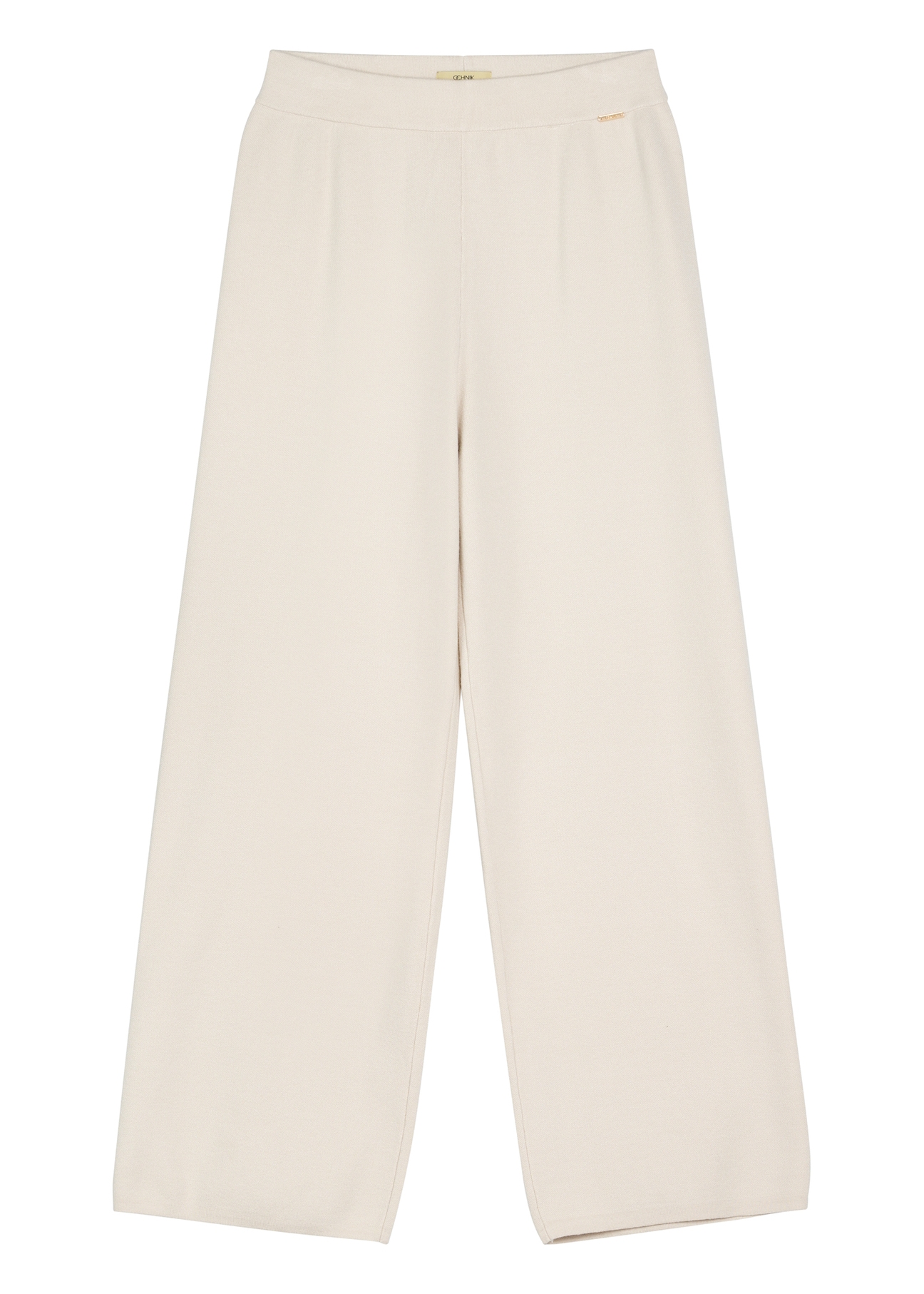 Beige wide leg women's trousers SPODT-0121-1A(W26) - front product view, on white background.