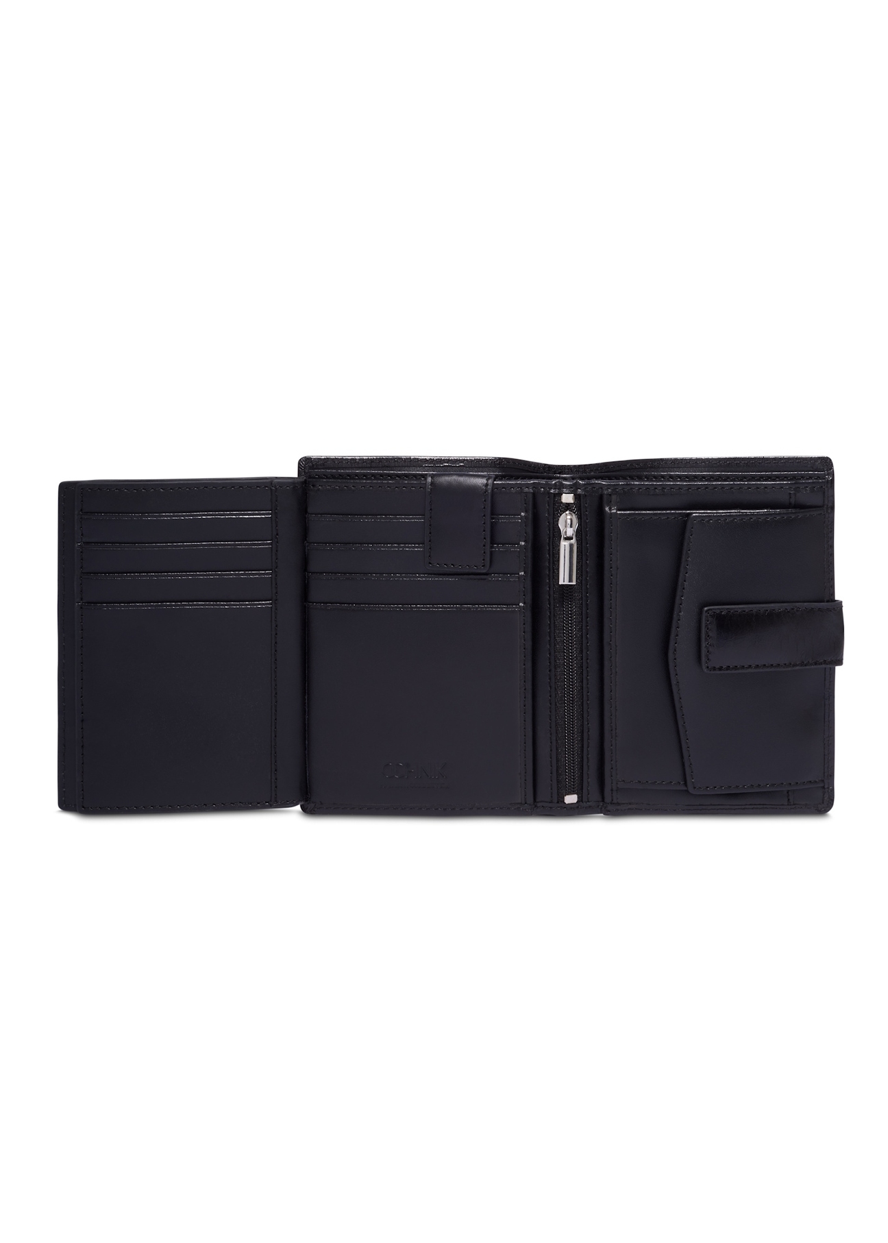 Black men's wallet made of genuine leather PORMS-0739-99(Z26), product view inside on white background.