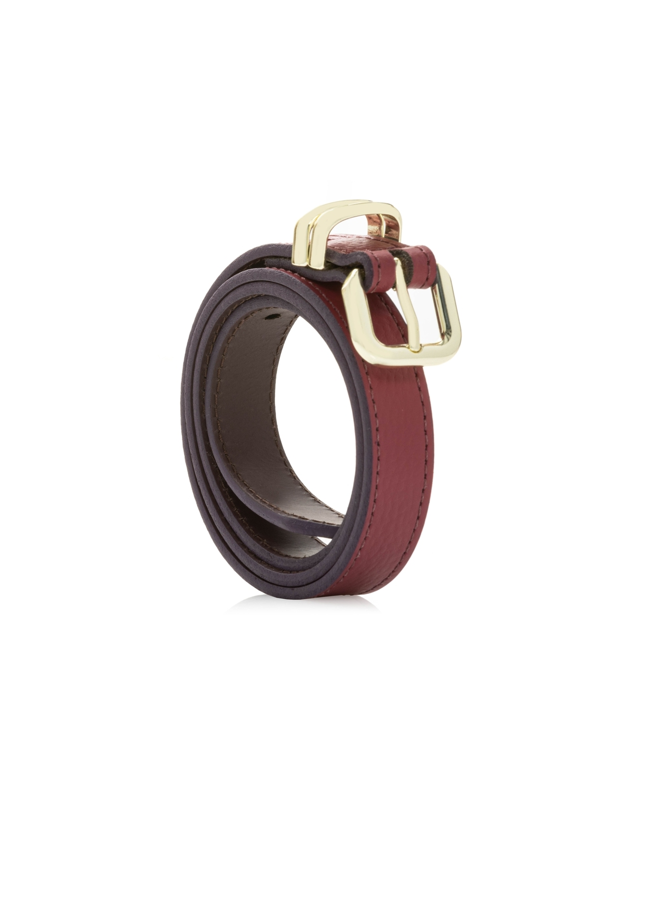 Fuchsia women's leather belt PASDS-0321-5E(W26) - product view slightly diagonal, on a white background.