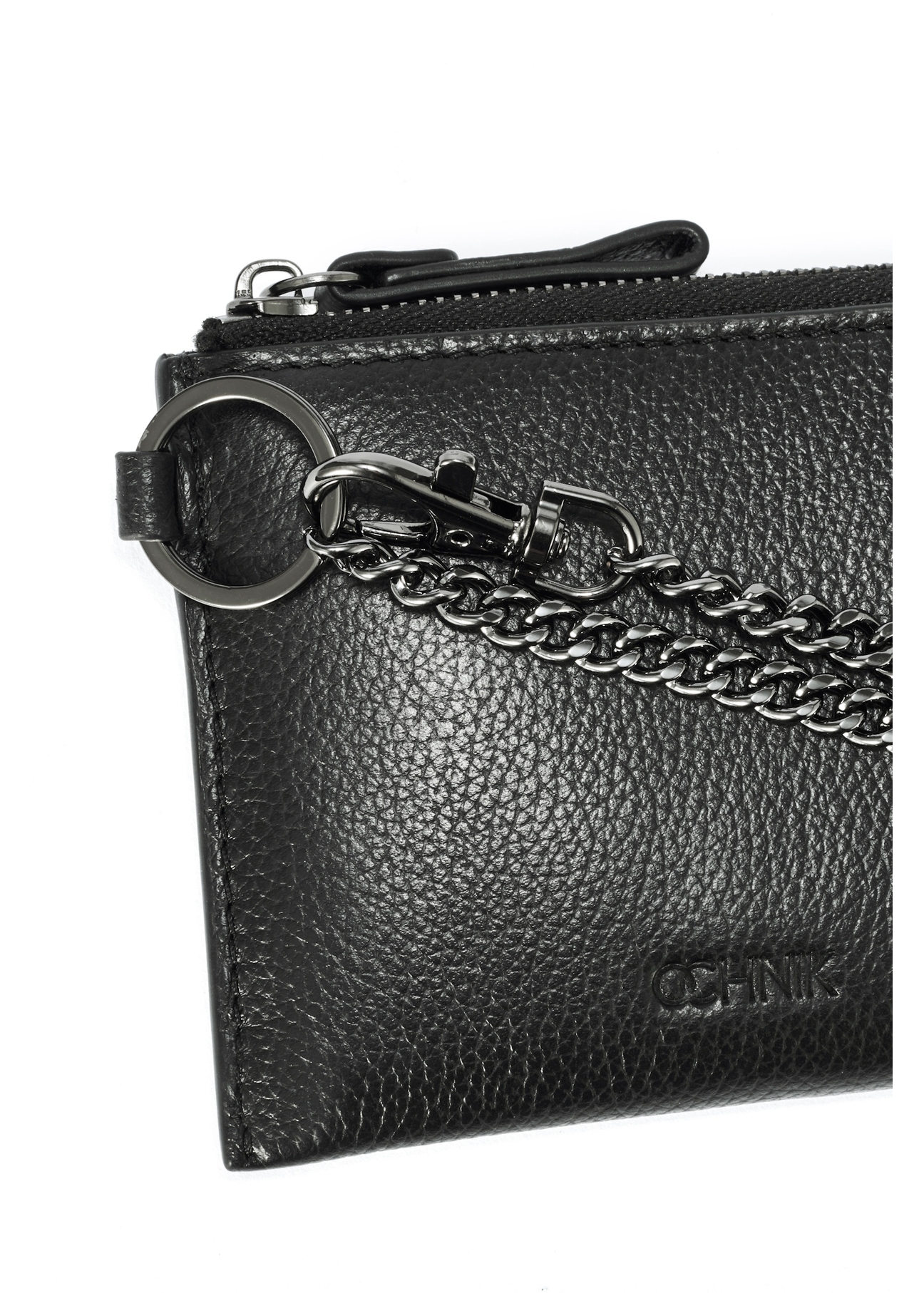 Men's leather wallet in black PORMS-0633-99(W25), close-up of product detail on white background.