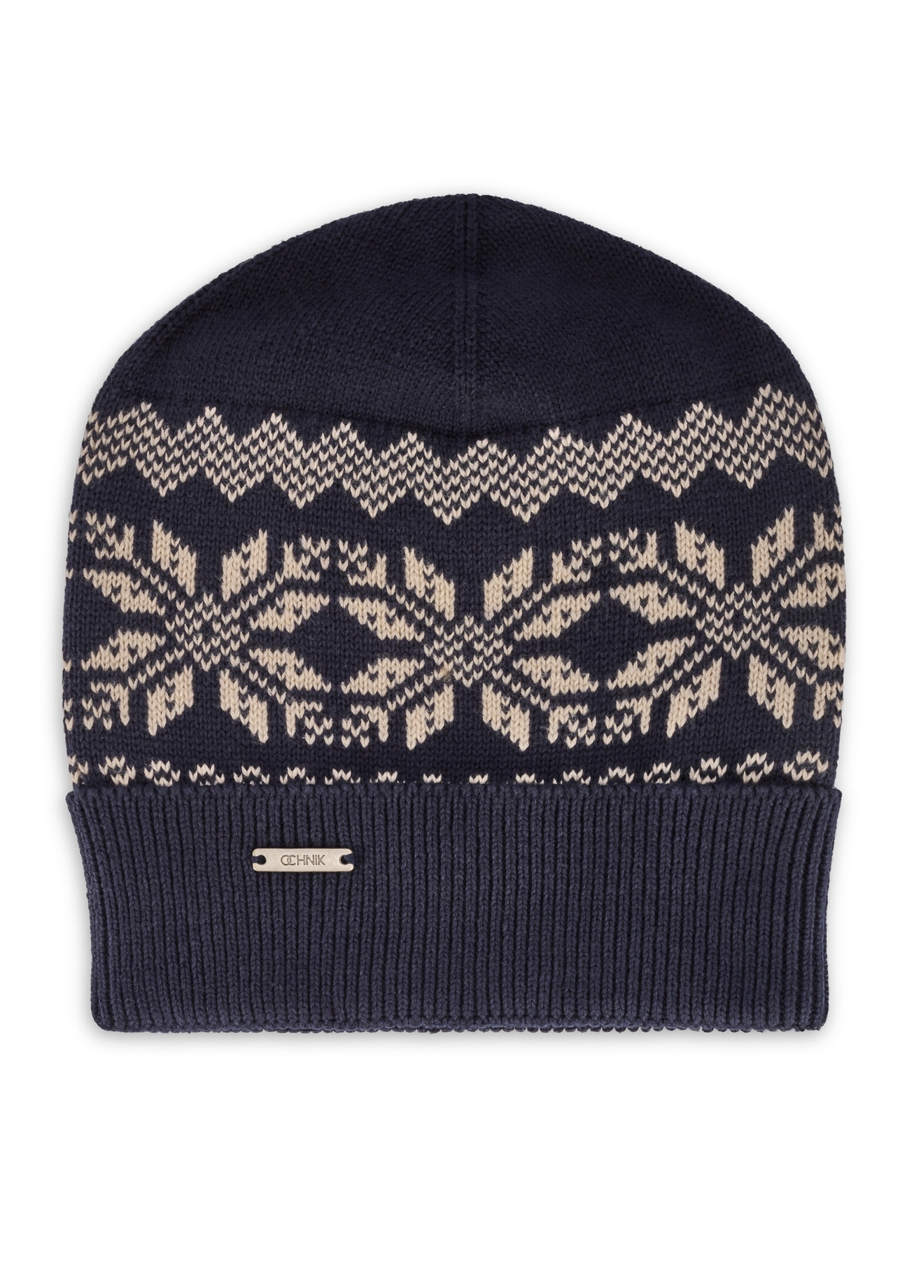 Navy blue cotton men's cap CZAMT-0090-69(Z25), product view from the front on a white background.