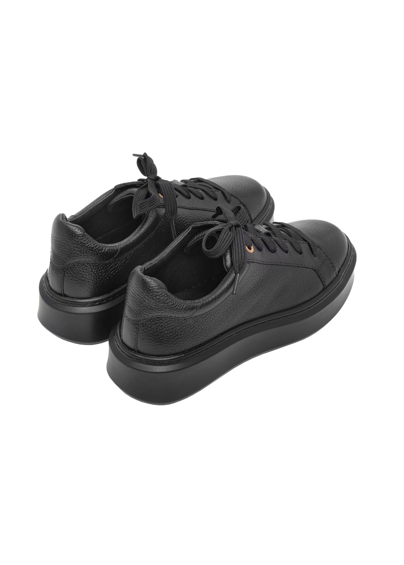 Women's leather shoes in black color BUTYD-1284-9I(Z26), product view from the back on a white background.
