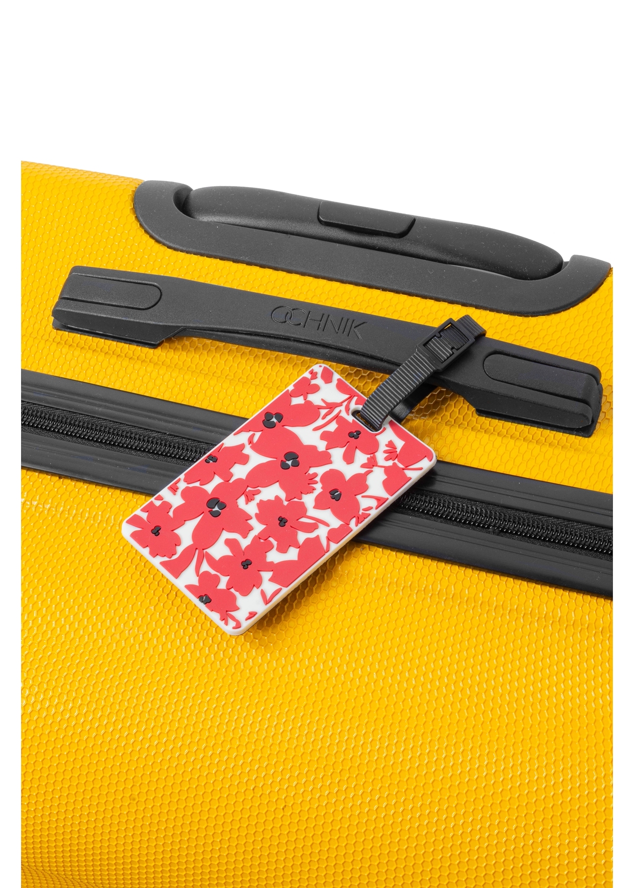 Luggage tag AW-012-0008-42(W25), product view on a suitcase on a white background.
