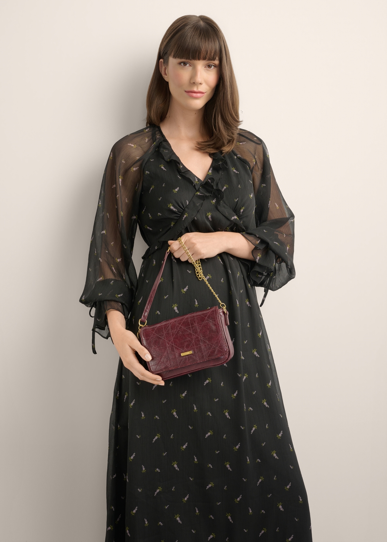 Burgundy small messenger bag TOREC-1254-4D(Z26)
