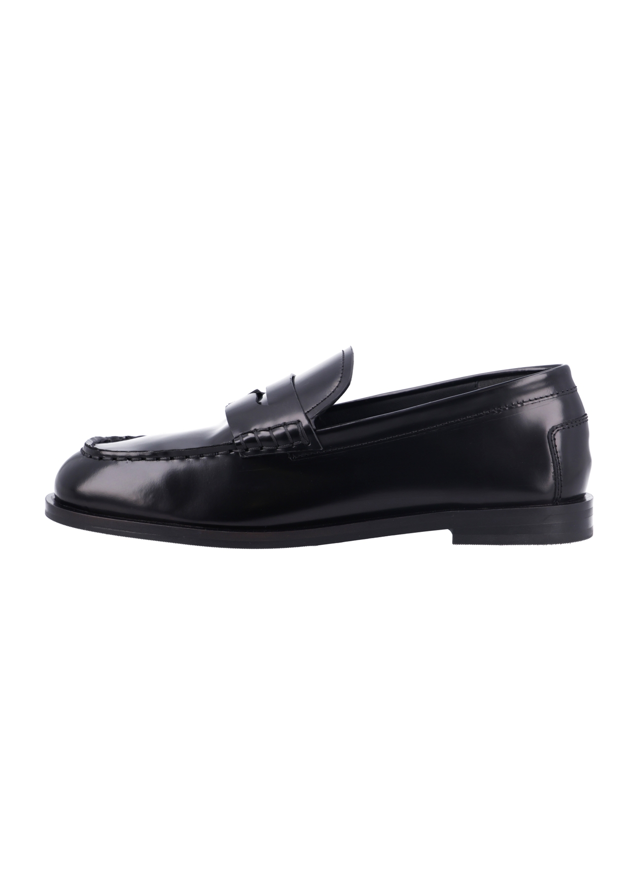 Women's leather moccasins in black BUTYD-1355-9F(Z26), side view of the product on a white background.