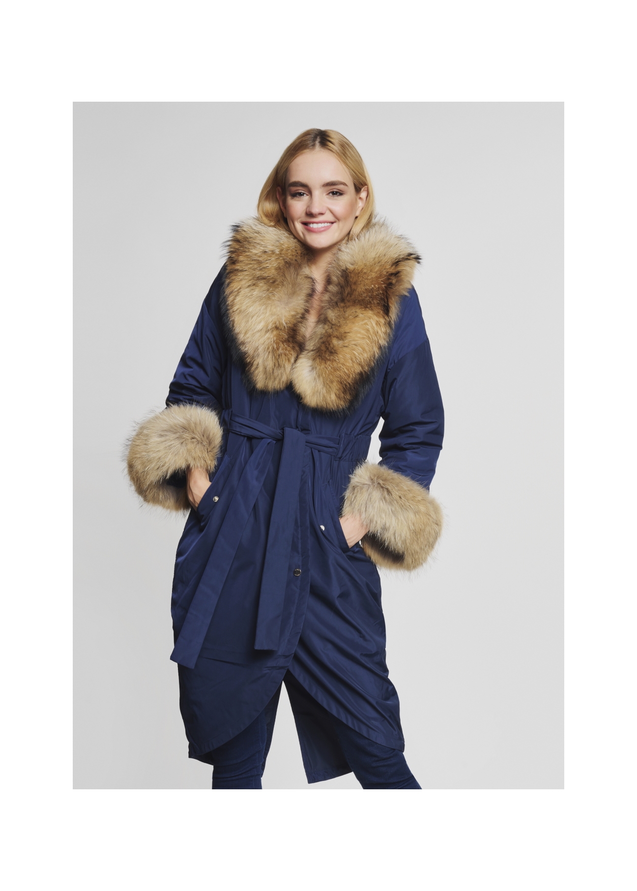 Warm women's jacket with an elongated form KURDT-0155-69(Z21)-01