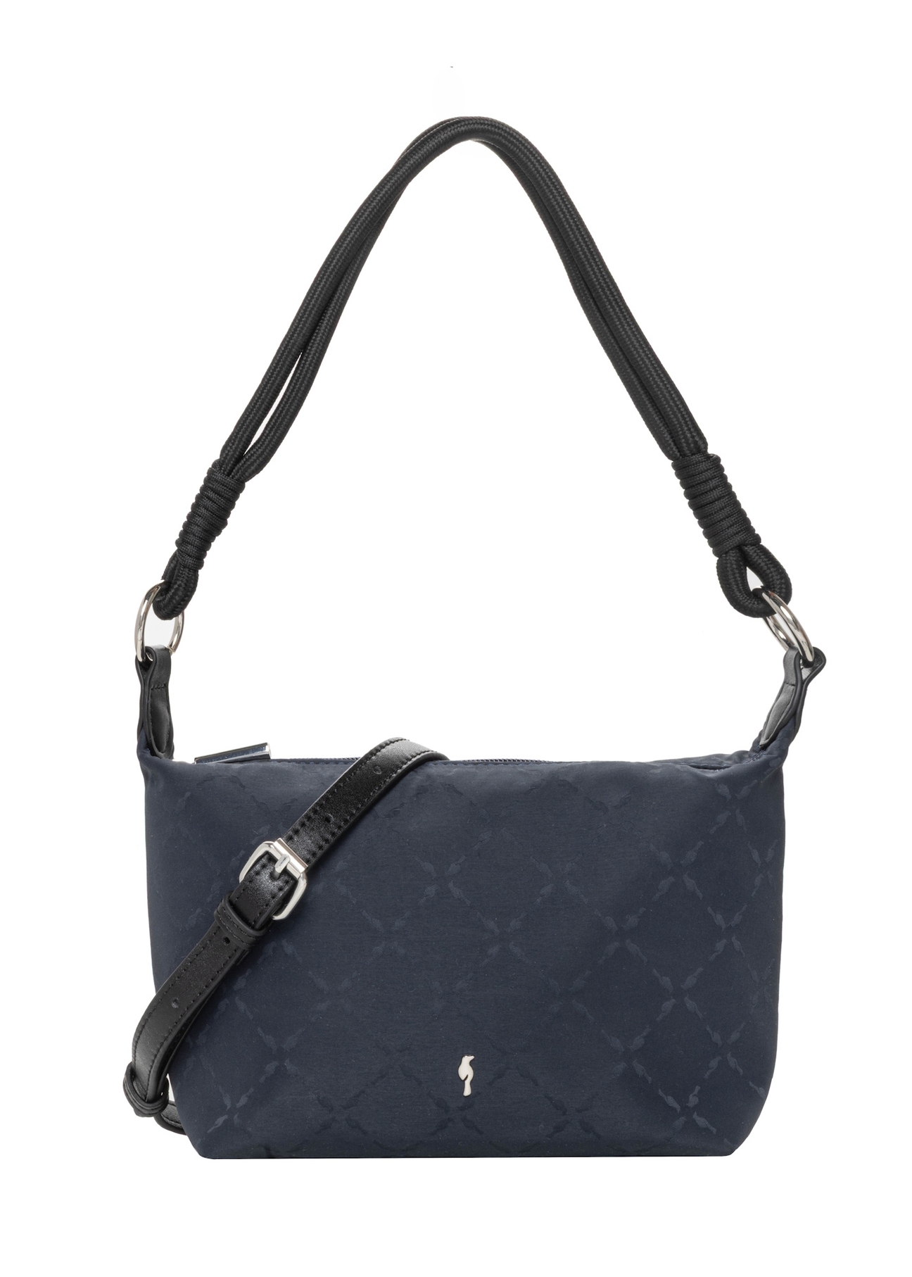 Navy blue fabric women's handbag TOREN-0355-7E(Z26), front view on a white background.
