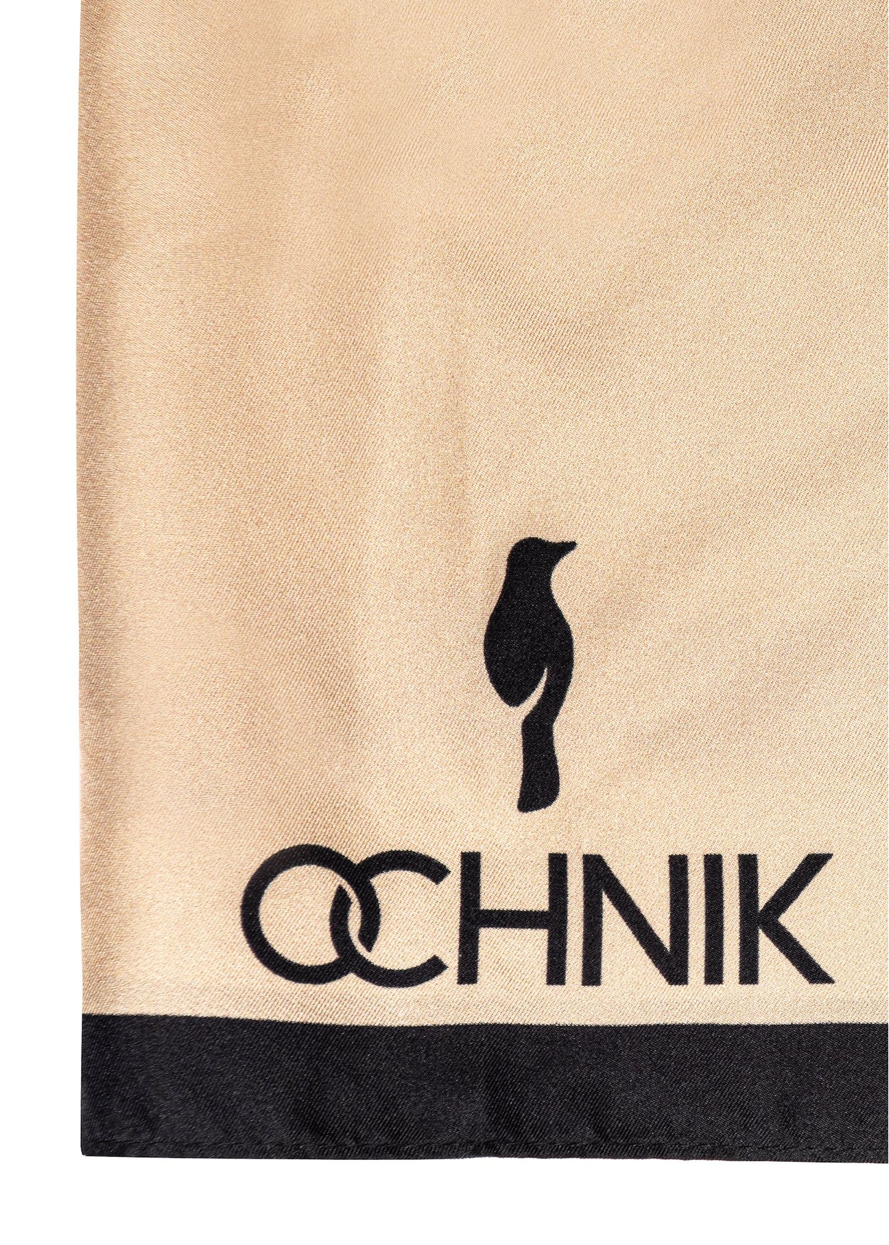 Light beige women's silk scarf SZADT-0188-1B(W26), close-up of the product detail on a white background.