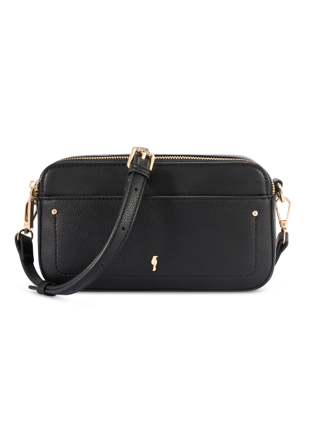 Small black women's handbag TOREC-1173-99(W26), front product view on white background.
