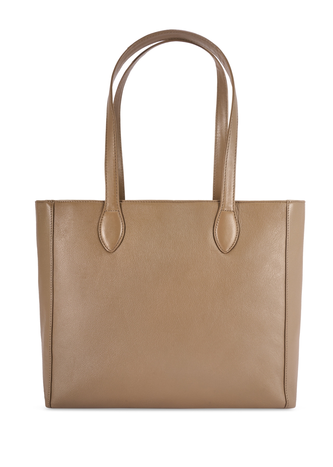 Dark brown leather women's shopper bag TORES-0971 F-1K(W26) - product view from the back, on a white background.
