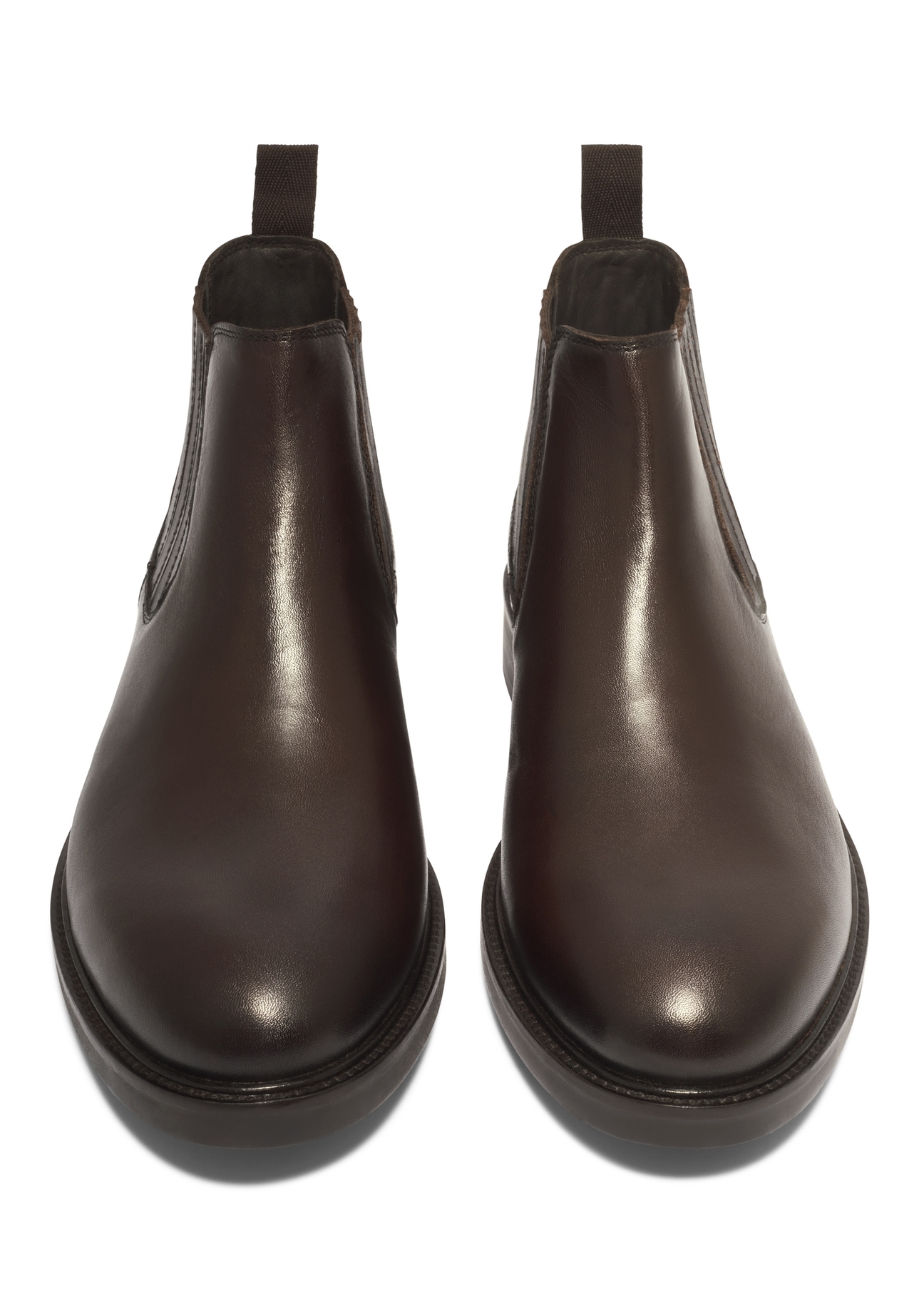 Men's dark brown leather Chelsea boots BUTYM-0583-1I(Z26), front product view on white background.