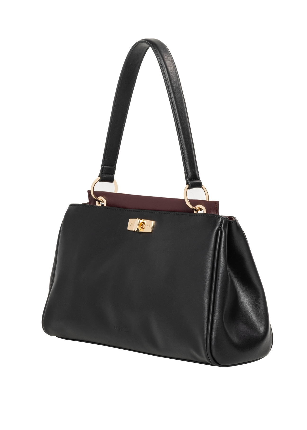 Black women's shoulder bag TOREC-1376-99(Z26), diagonal product view on a white background.