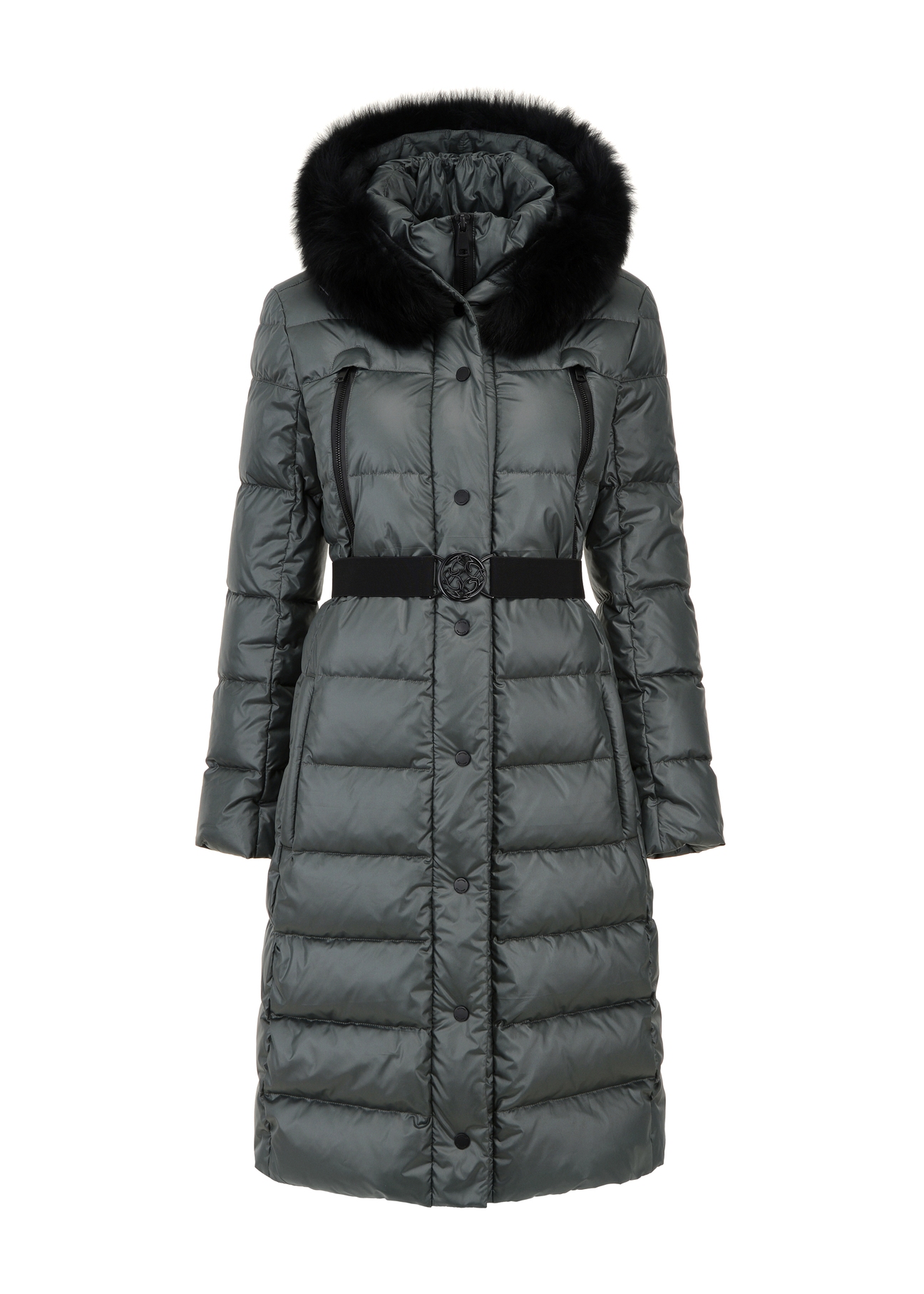 Women's down jacket with belt KURDT-0378-54(Z22)-05