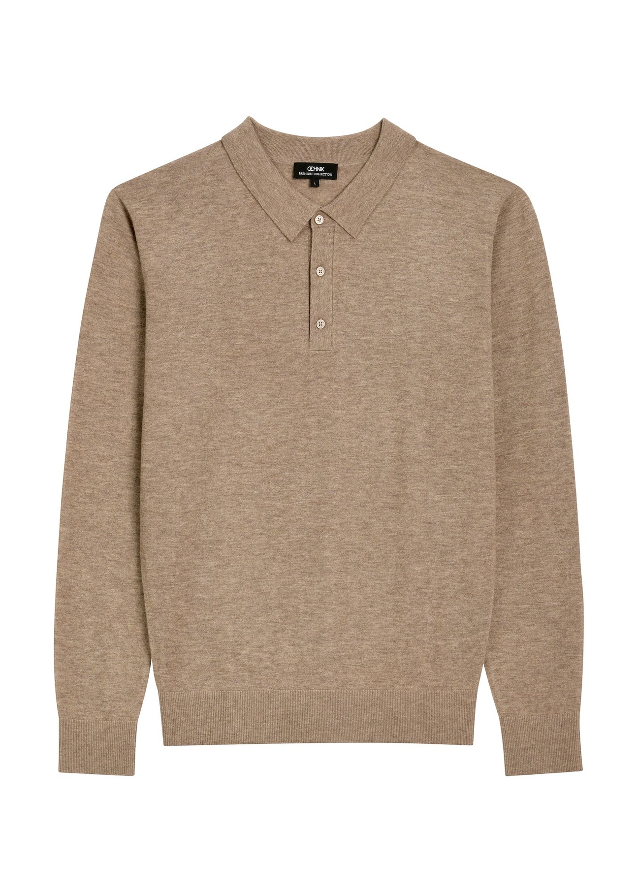 Camel wool men's sweater SWEMT-0197-1D(Z26) - front product view, on a white background.