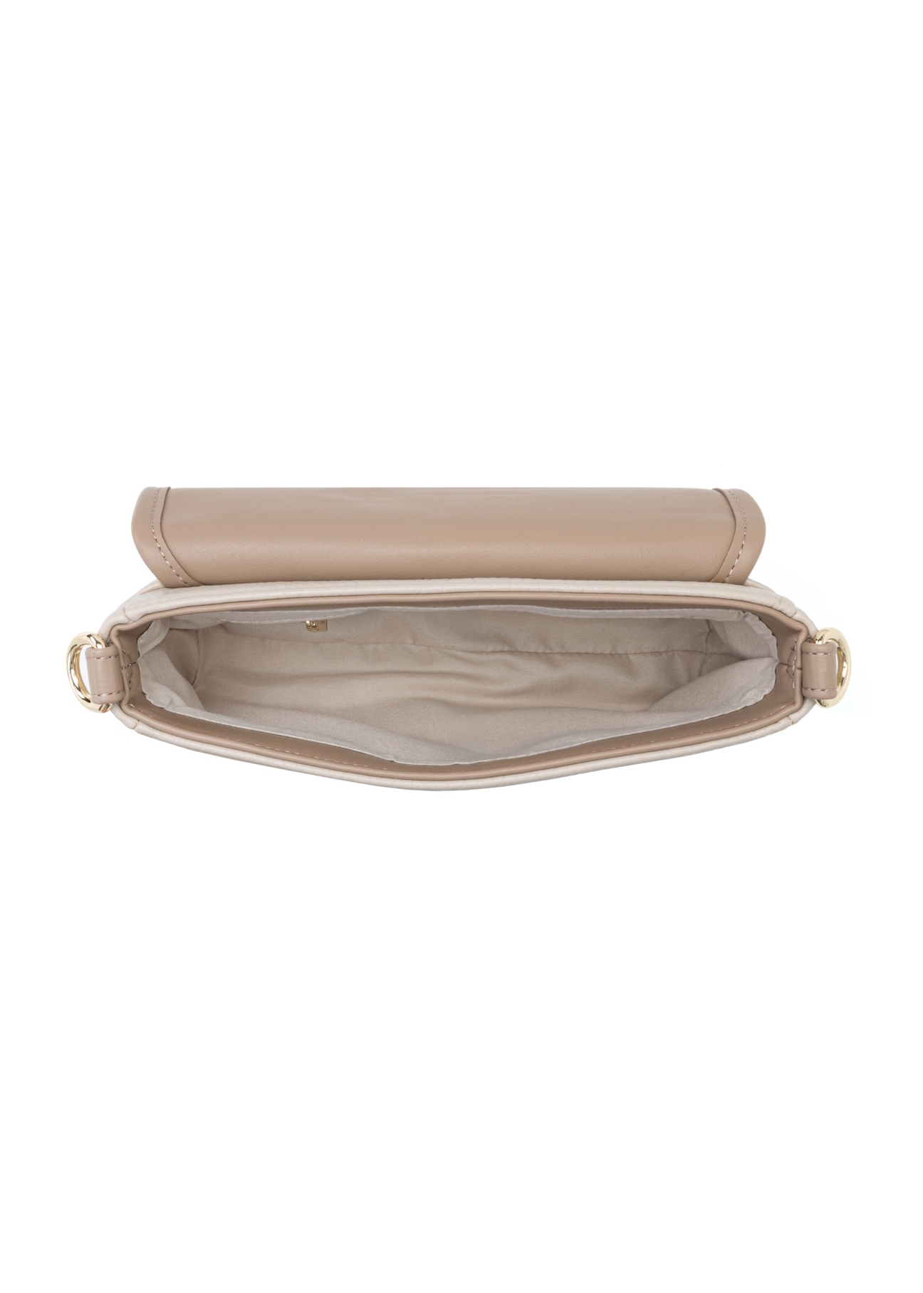 Small beige women's handbag TOREC-1163-1D(W26), product view inside on white background.
