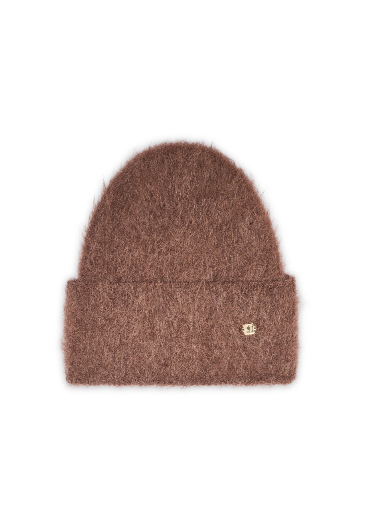 Brown women's alpaca wool hat CZADT-0212-1H(Z26), front product view on white background.