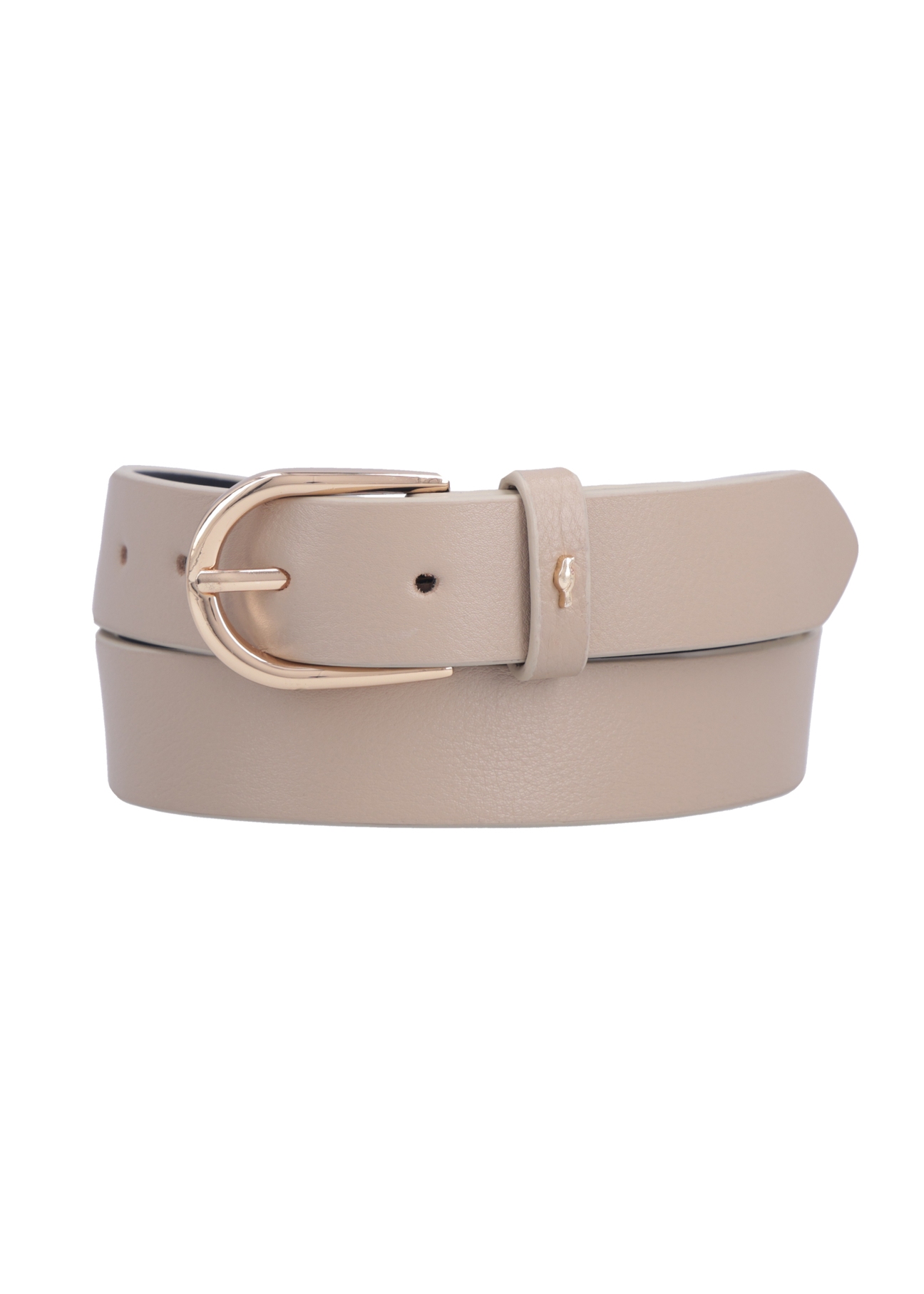 Beige leather women's belt PASDS-0345-1B(Z26), front product view on white background.