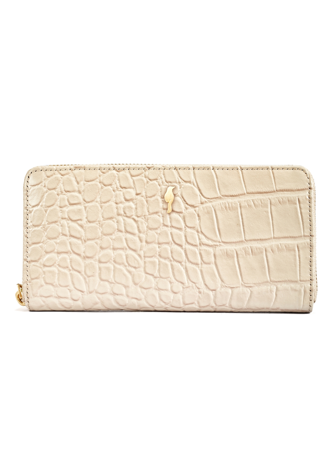 Large leather cream women's croco wallet PORES-0955-12(W25)
