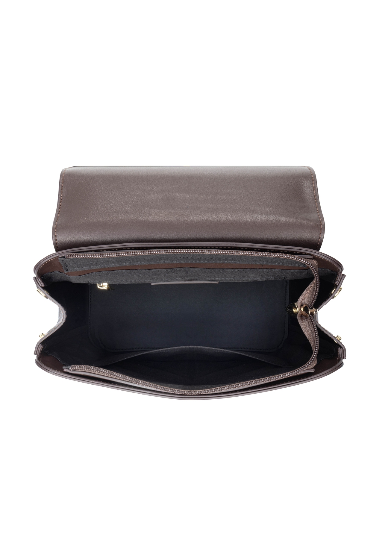 Brown backpack with monogram TOREC-1303-1P(Z26). Top view on white background.