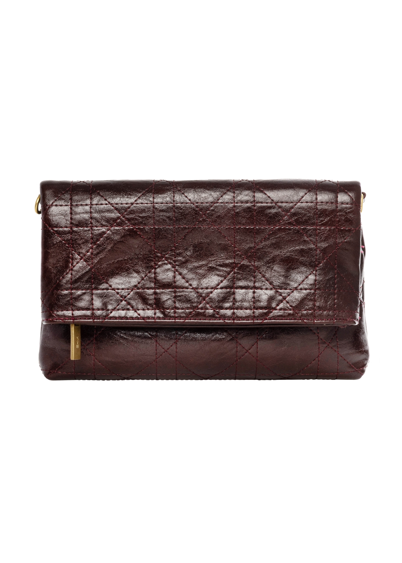 Burgundy women's handbag with chain TOREC-1335-4D(Z26) - product view from the back, on a white background.