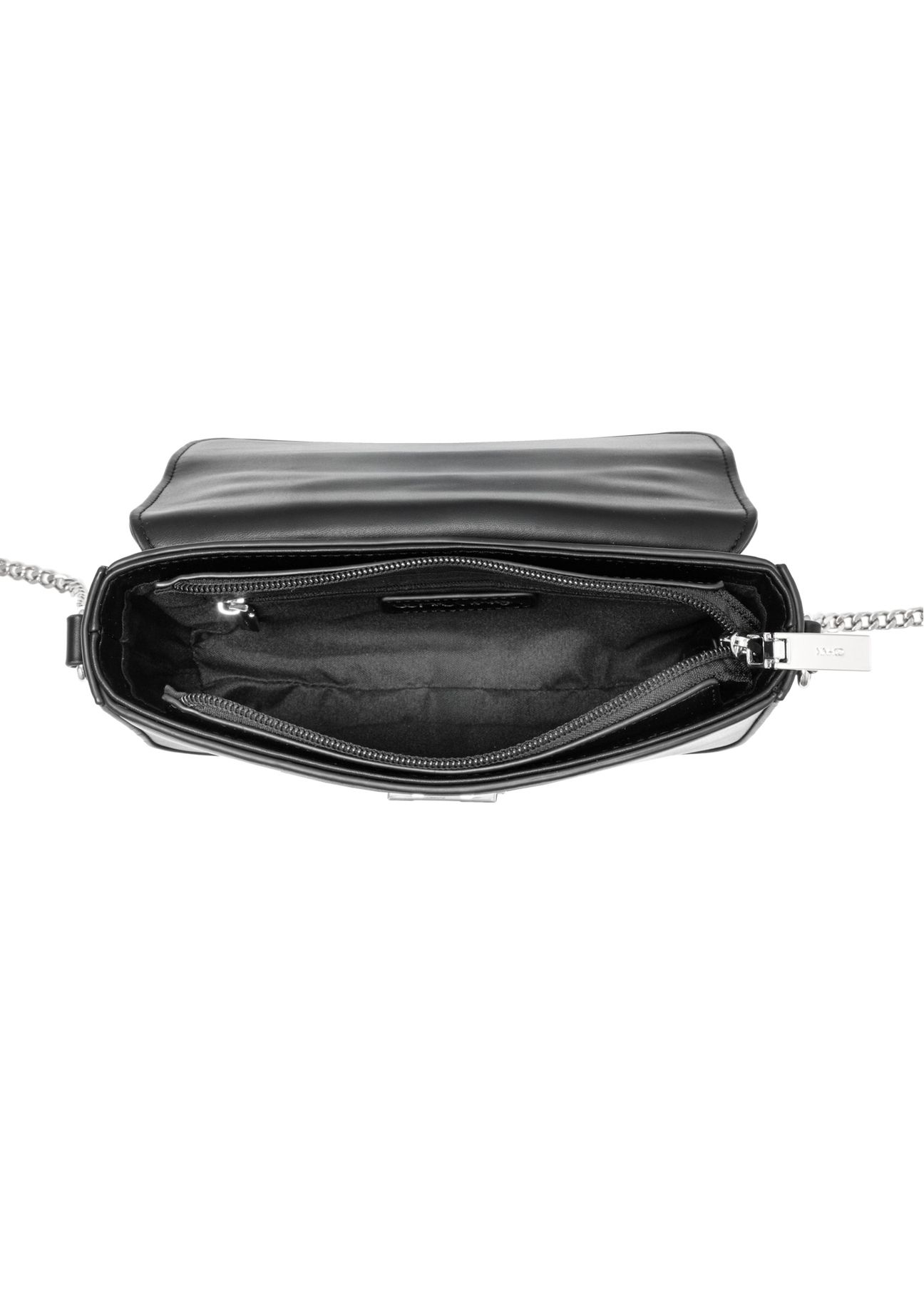 Black women's messenger bag TOREC-1066-99(Z25), view of the inside of the product on a white background.