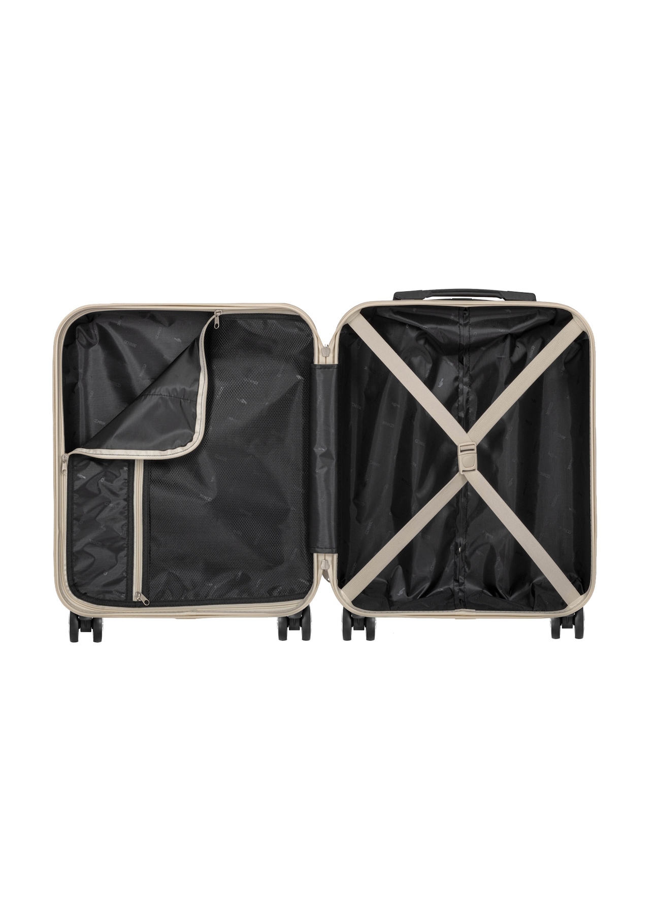 Small suitcase on wheels WALAB-0040-0C-19(W26), product view inside on white background.