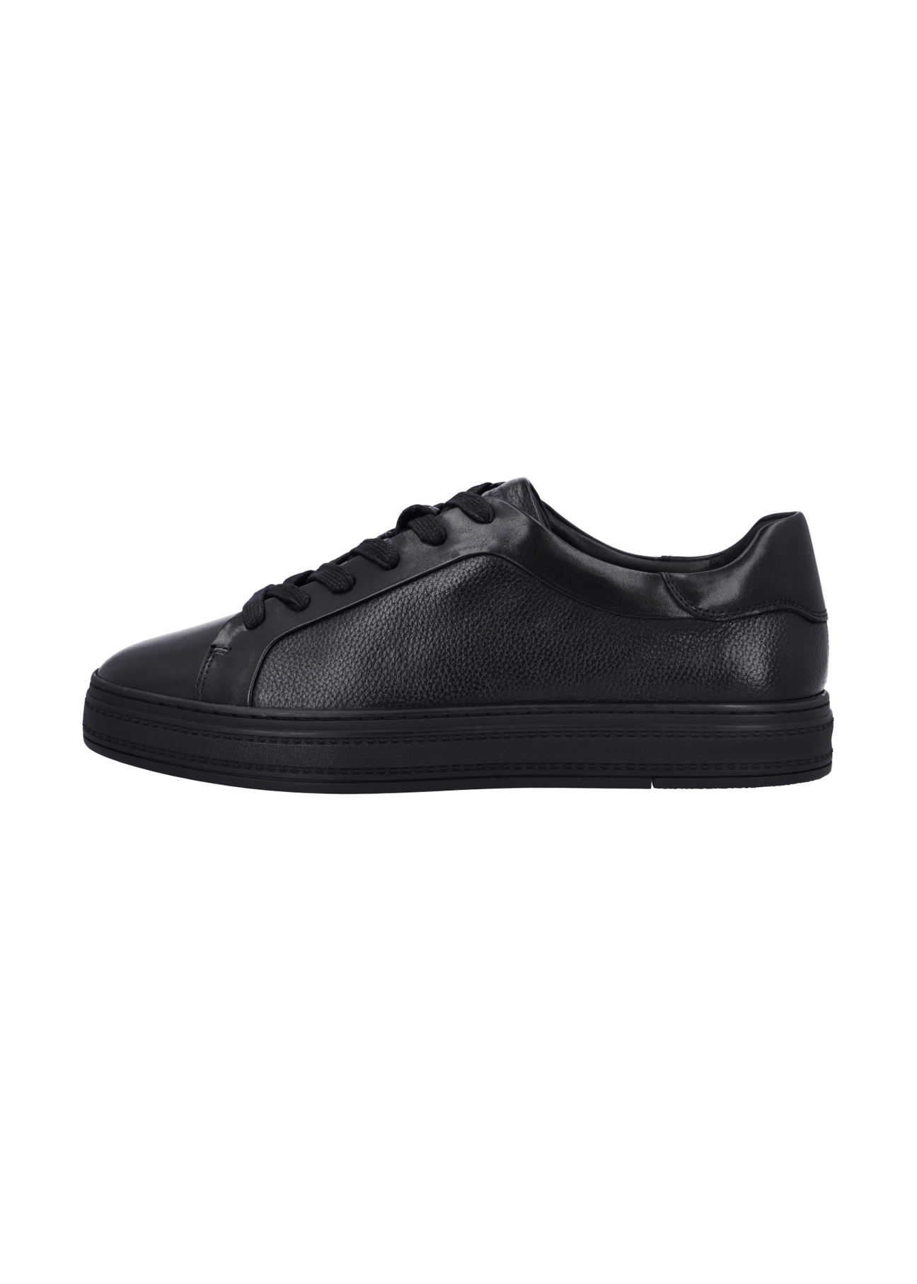 Black leather men's sports shoes BUTYM-0571-99(Z26), side view of the product on a light background.