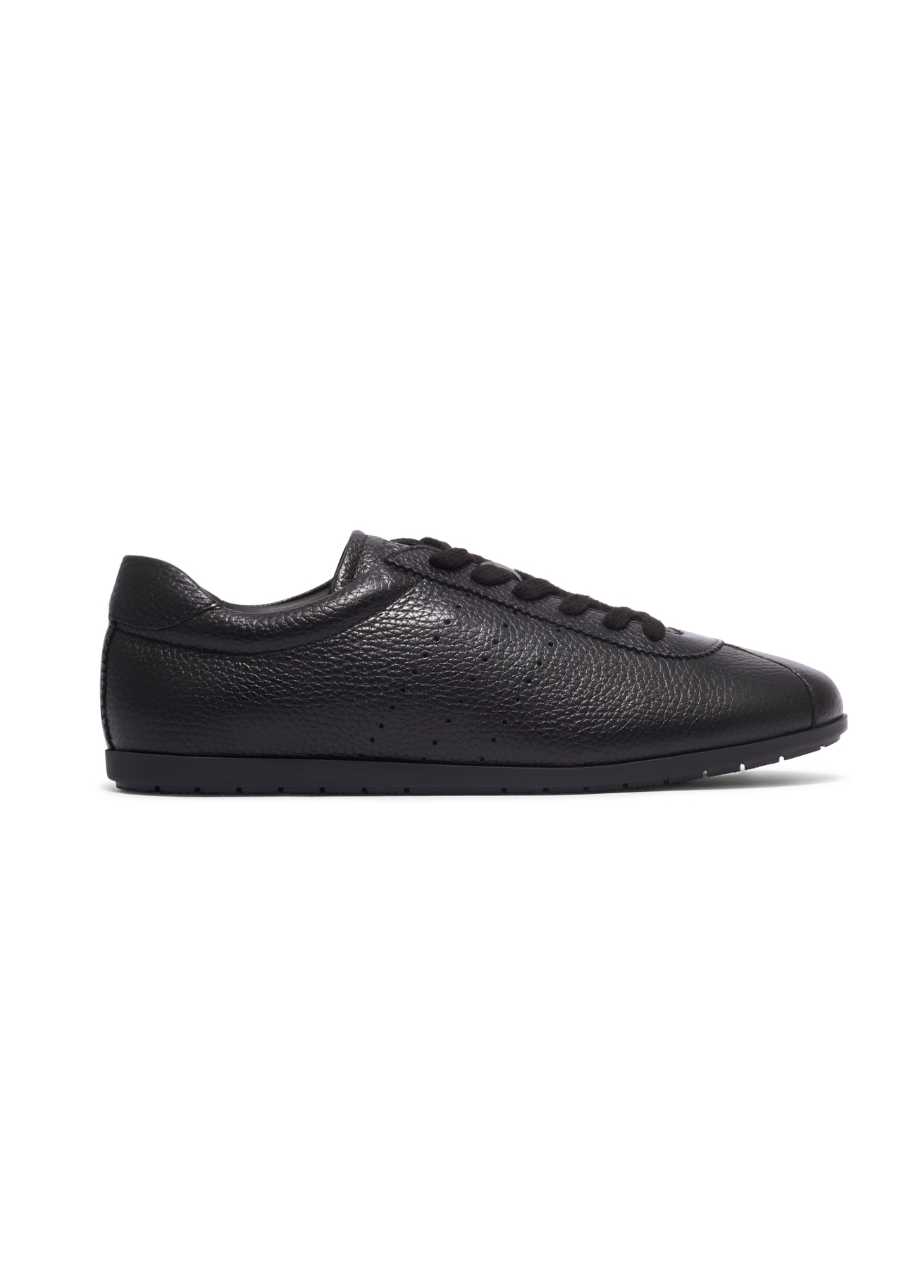 Women's black leather sneakers BUTYD-1293-9I(Z26), side product view on white background.