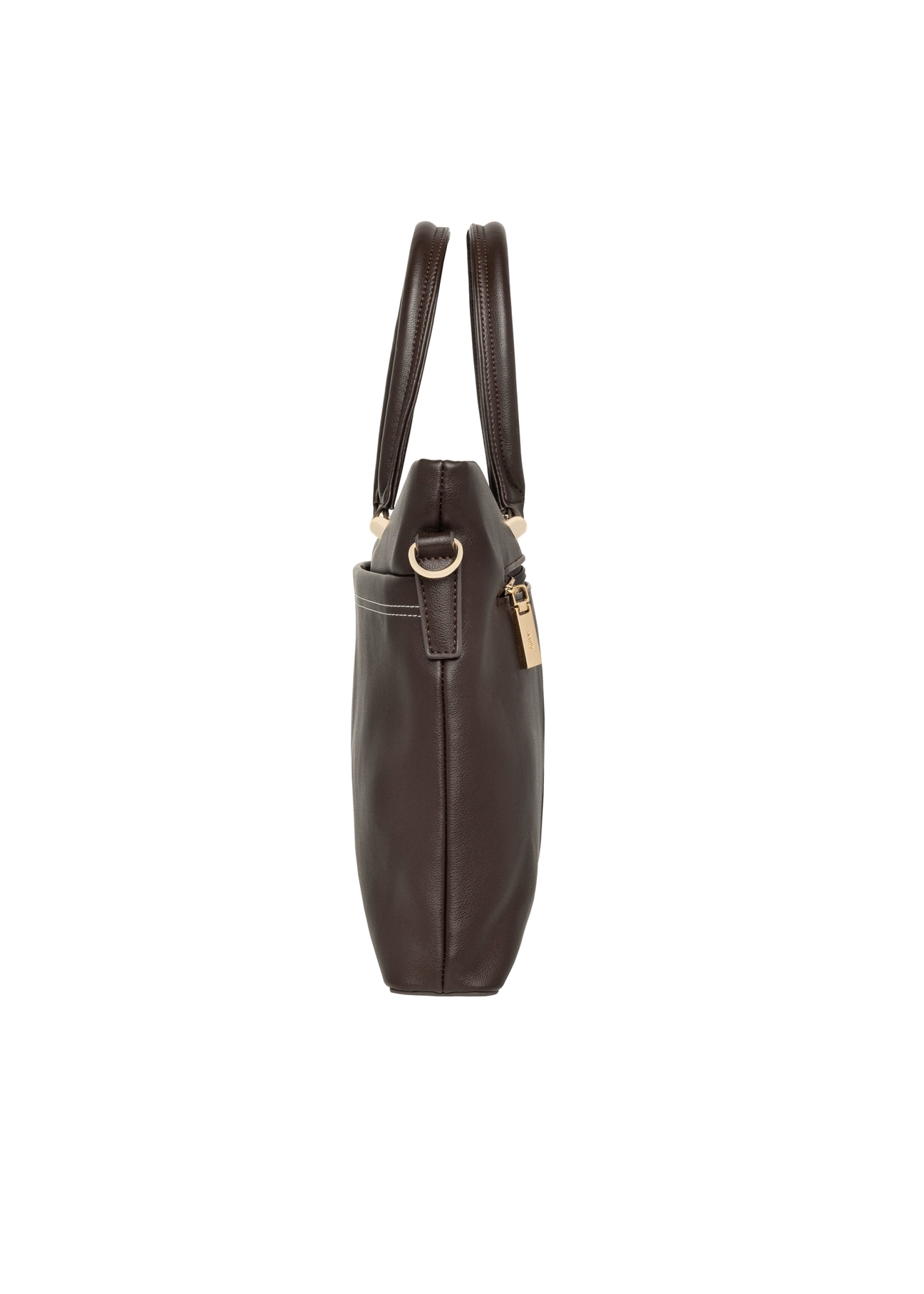 Brown women's briefcase TOREC-1372-1H(Z26) - side view of the product, on a white background.