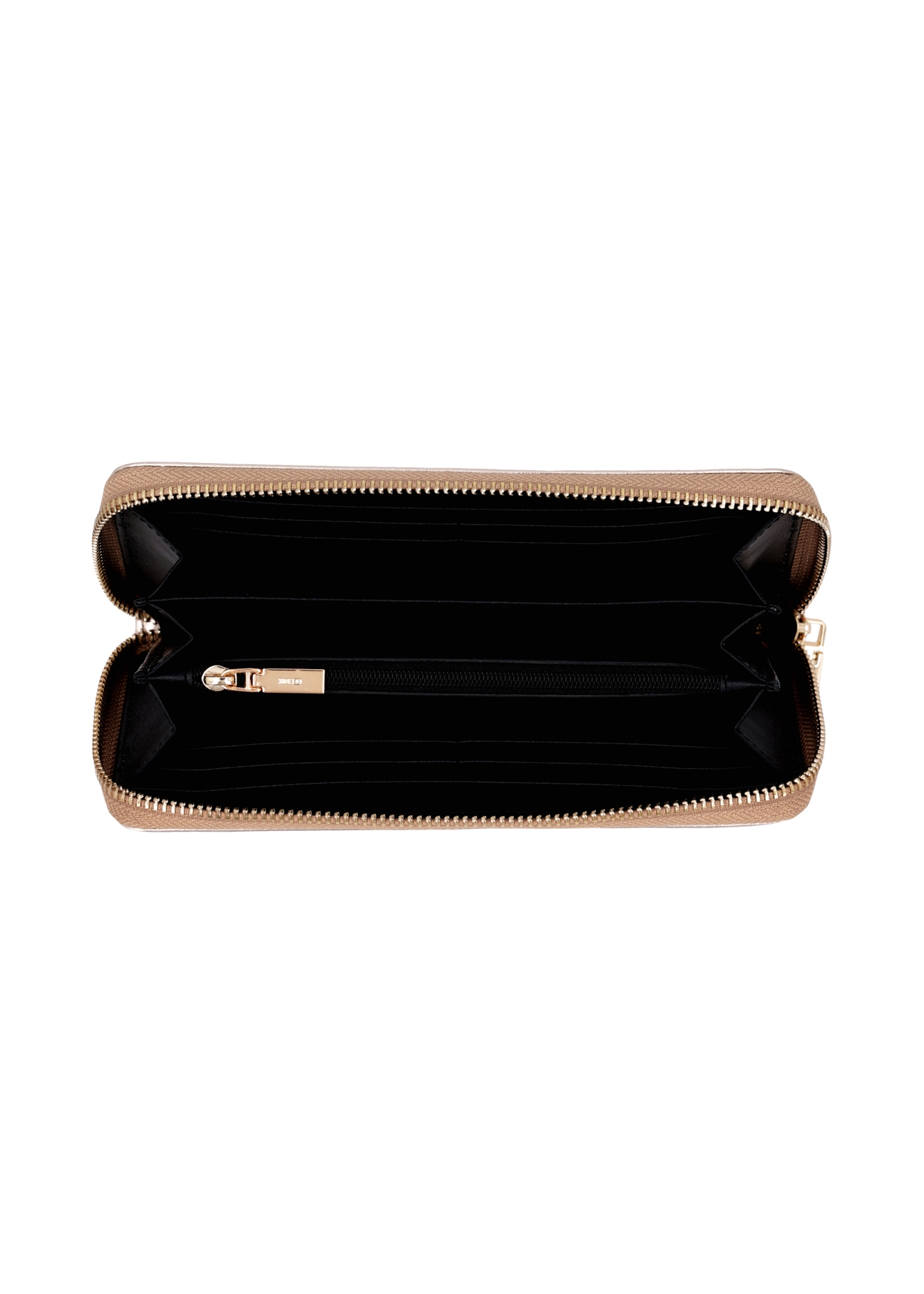 Large gold-colored leather women's wallet PORES-1028-2X(Z26), product view inside on white background.