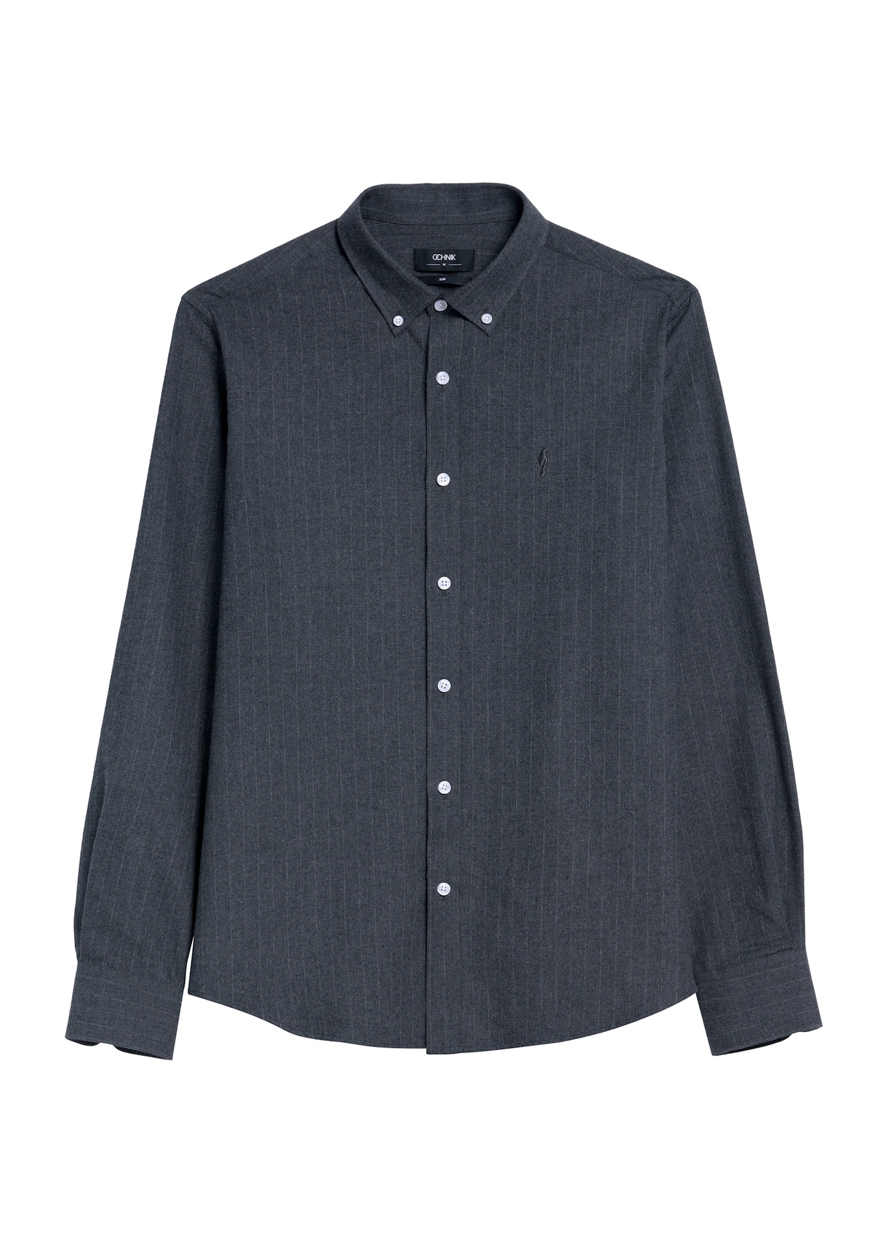 Men's cotton shirt in graphite color KOSMT-0349-95(Z25), front view of the product on a white background.