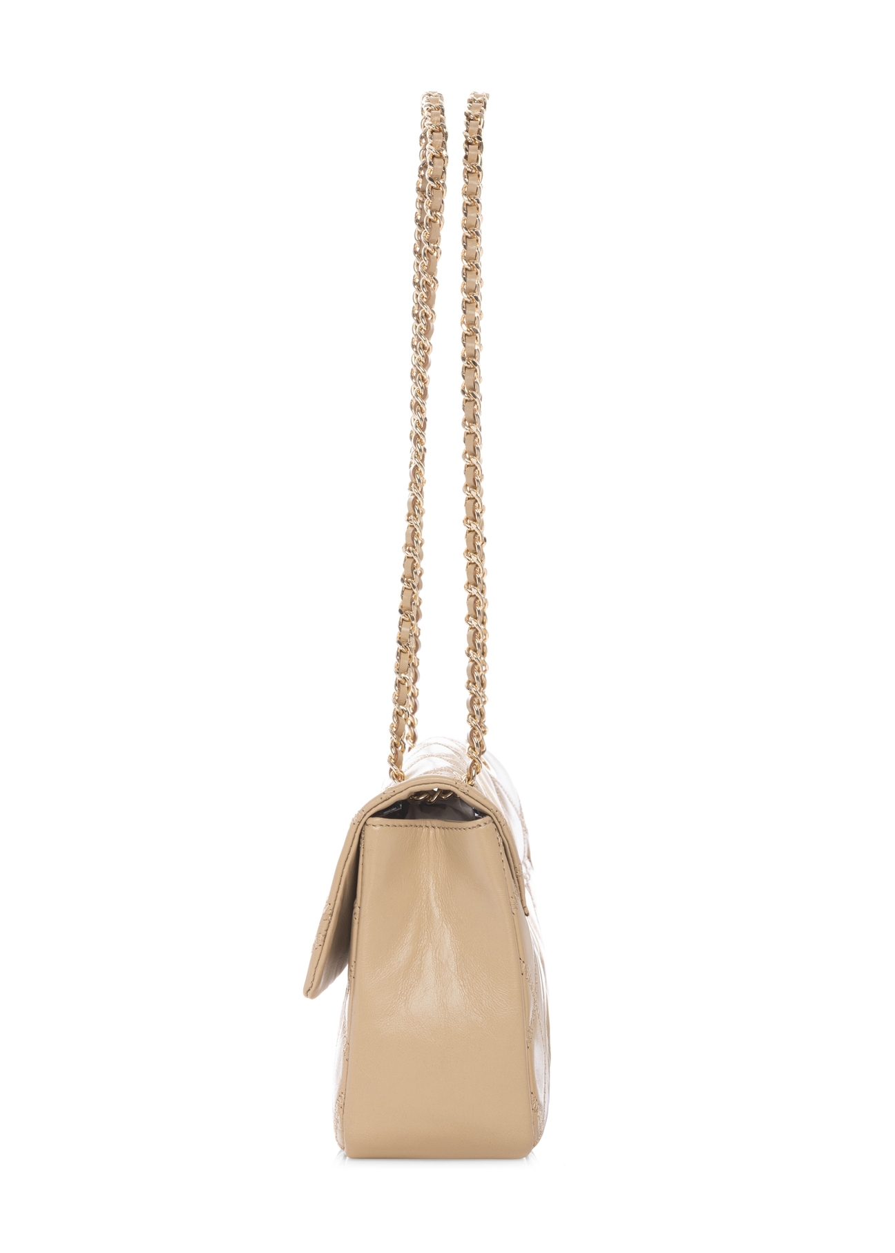 Beige leather women's handbag with chain TORES-1110-1B(W26)