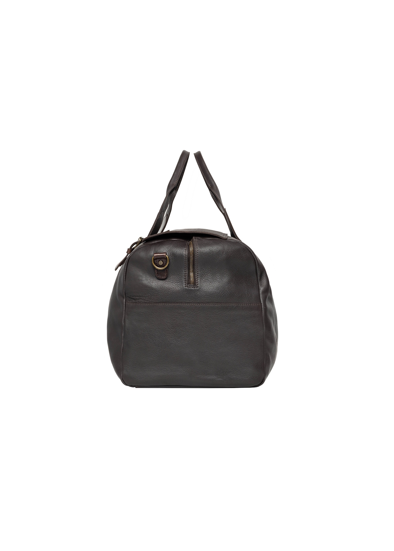 Brown leather travel bag TORMS-0520-1H(Z26), side product view on white background.