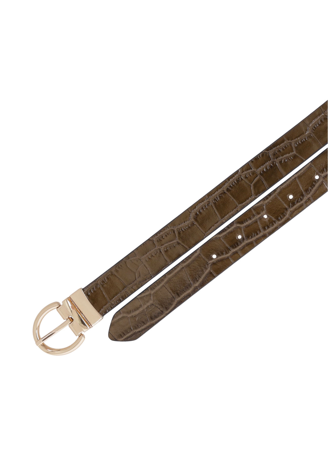 Reversible croco leather women's belt PASDS-0332-8D(Z26), top view of the product on a white background.