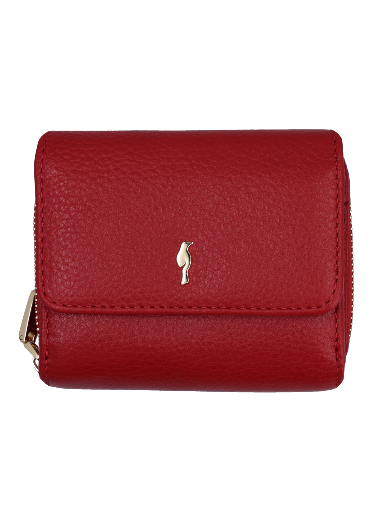 Red leather women's wallet with RFID protection PORES-0825RFID-4B(Z26), product view from the front on a white background.