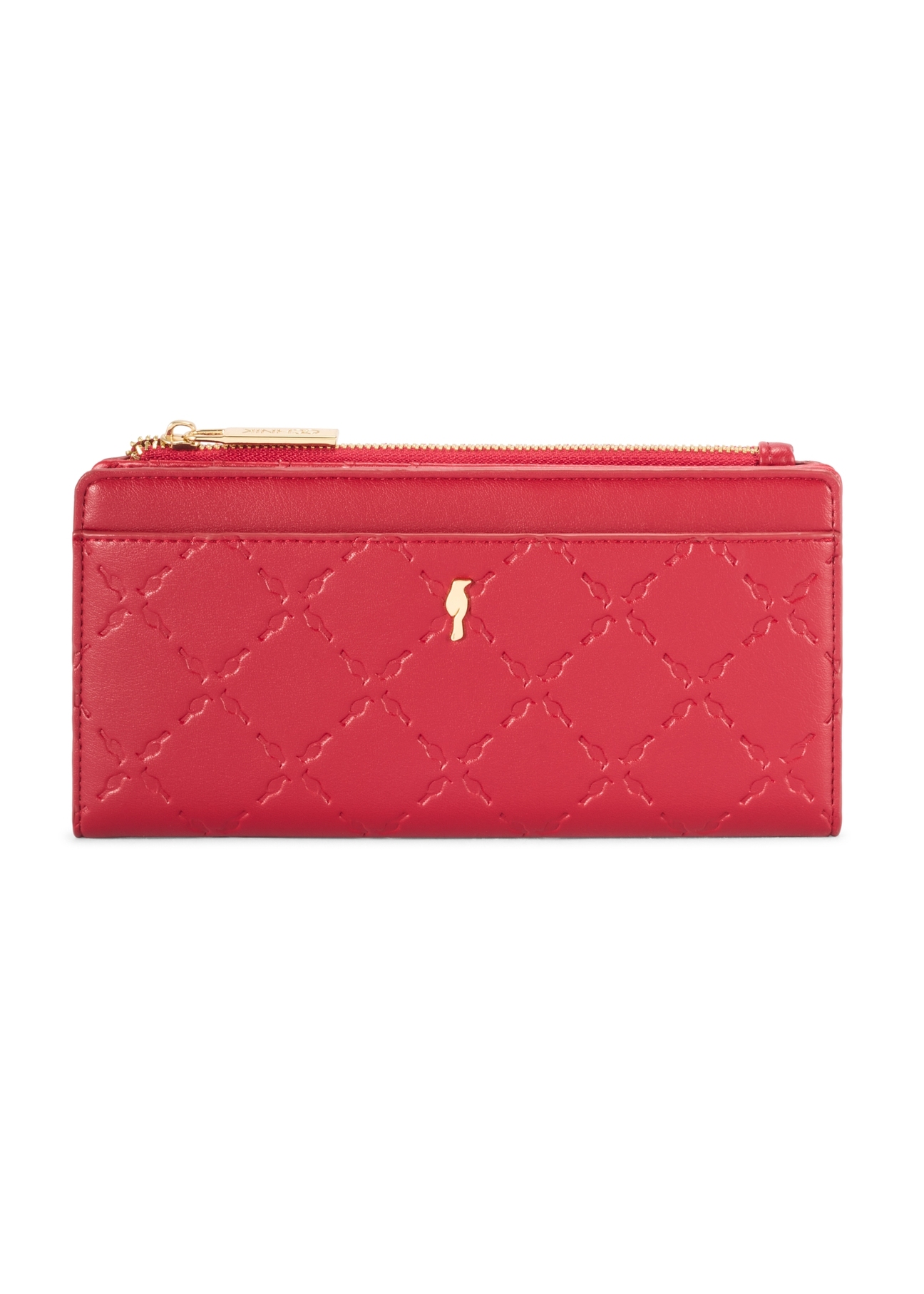 Red large women's wallet POREC-0406-4B(W26) - front product view, on white background.